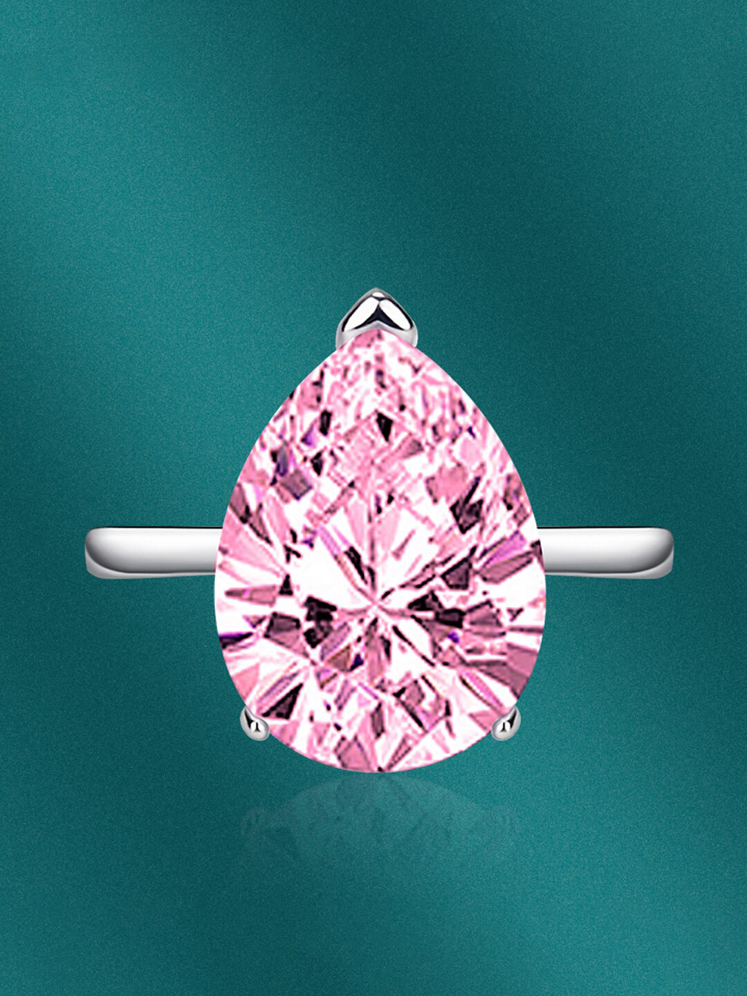 Designs & You Silver-Plated Crushed Ice Cut Diamond Studded Finger Ring