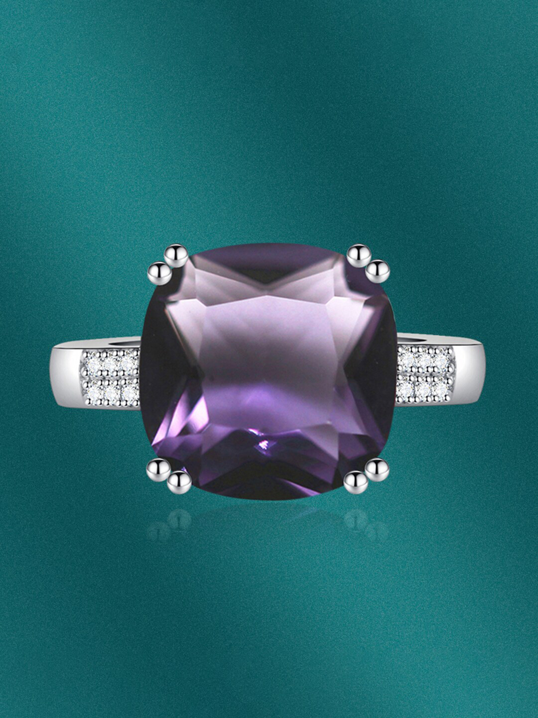 Designs & You Silver-Plated Crushed Ice Cut American Diamond-Studded Finger Ring