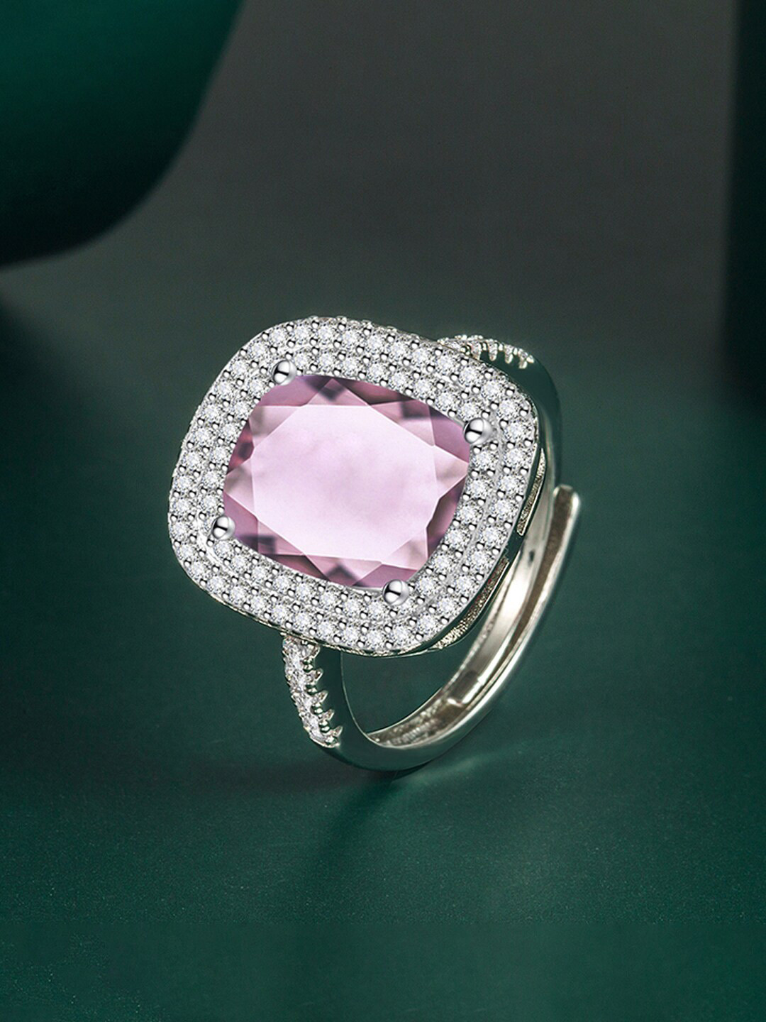 Designs & You Silver Plated Crushed Ice Cut Adjustable Finger Ring