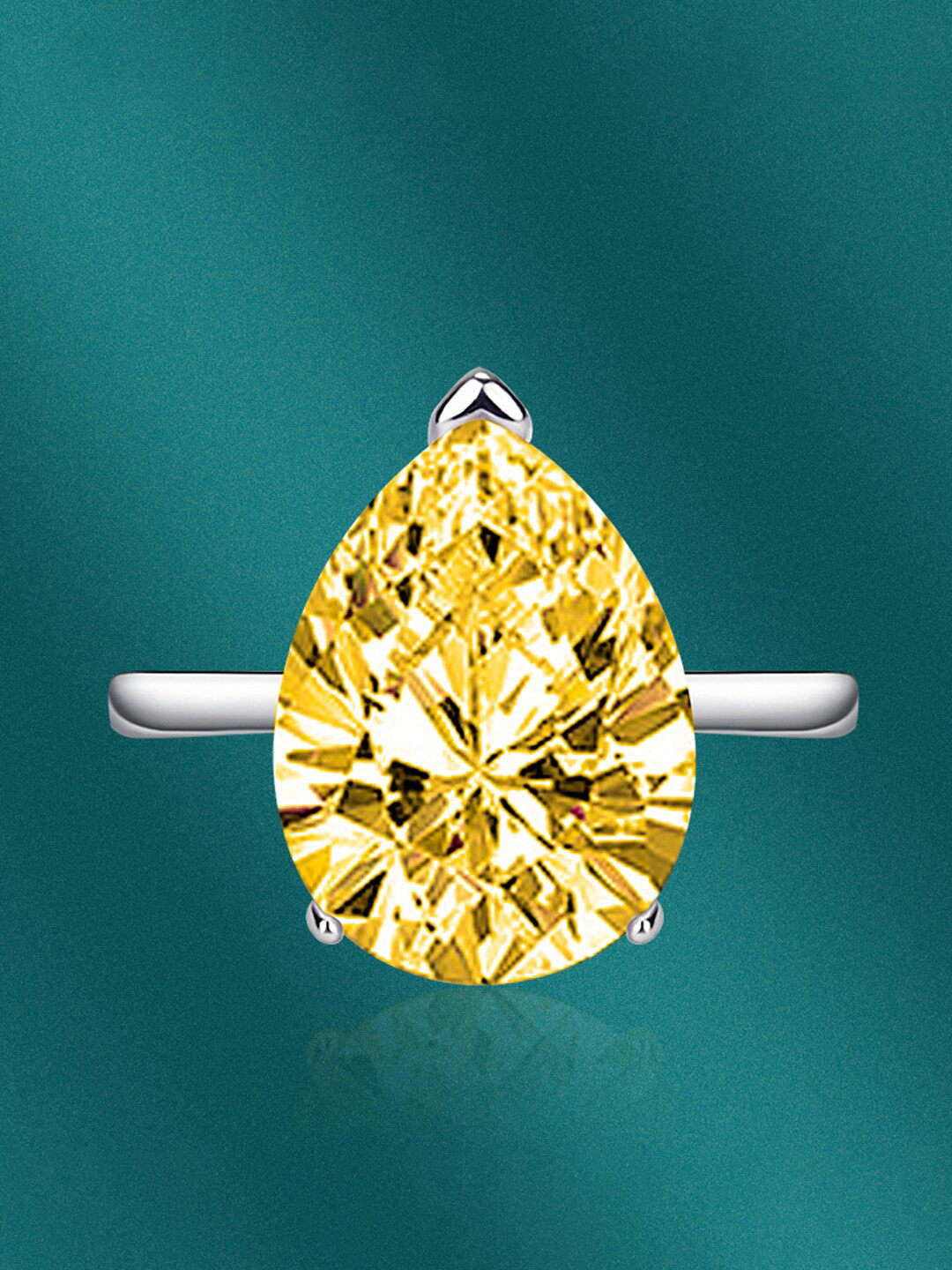 Designs & You Silver-Plated CZ Studded Crushed Ice Cut Finger Ring