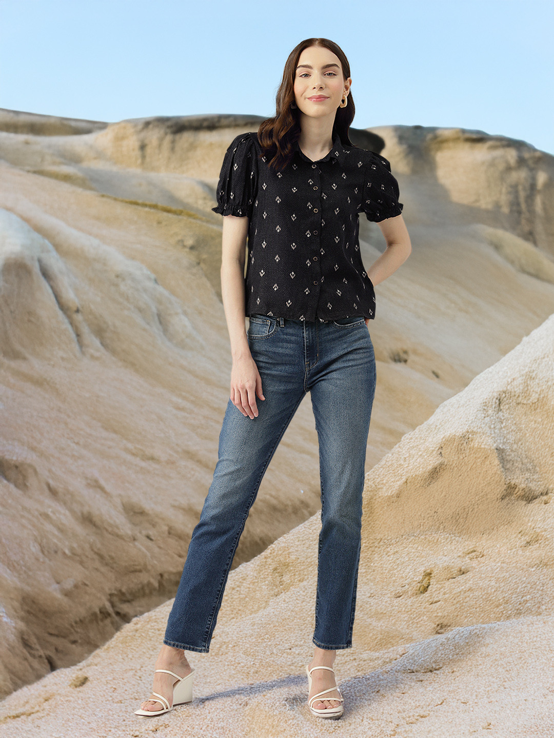 DressBerry Ikat Print Shirt Style Top