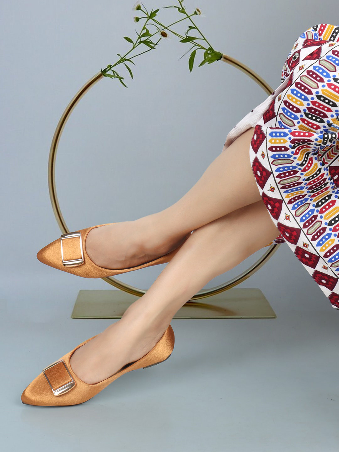 ICONICS Buckle Detail Pointed Toe Ballerinas