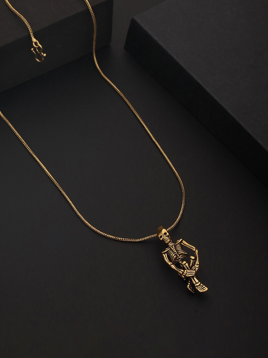 Priyaasi Men Gold-Plated Sitting Skeleton Minimal Chain