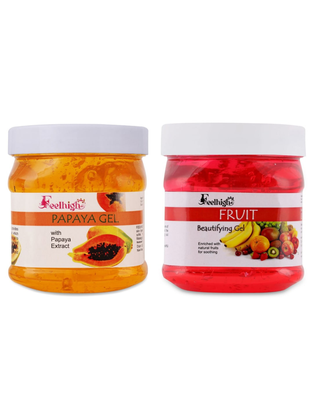 FEELHIGH Set Of 2 Papaya Gel & Mix Fruit Gel Face & Body Gel - 500ml Each