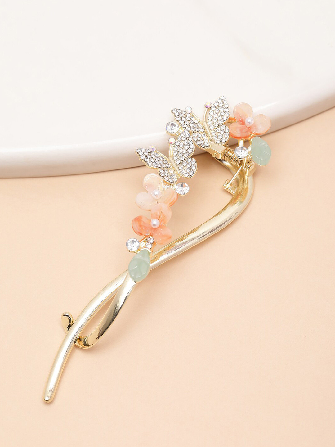 VOGUE PANASH Gold-Plated CZ-Stone Studded Claw Clip
