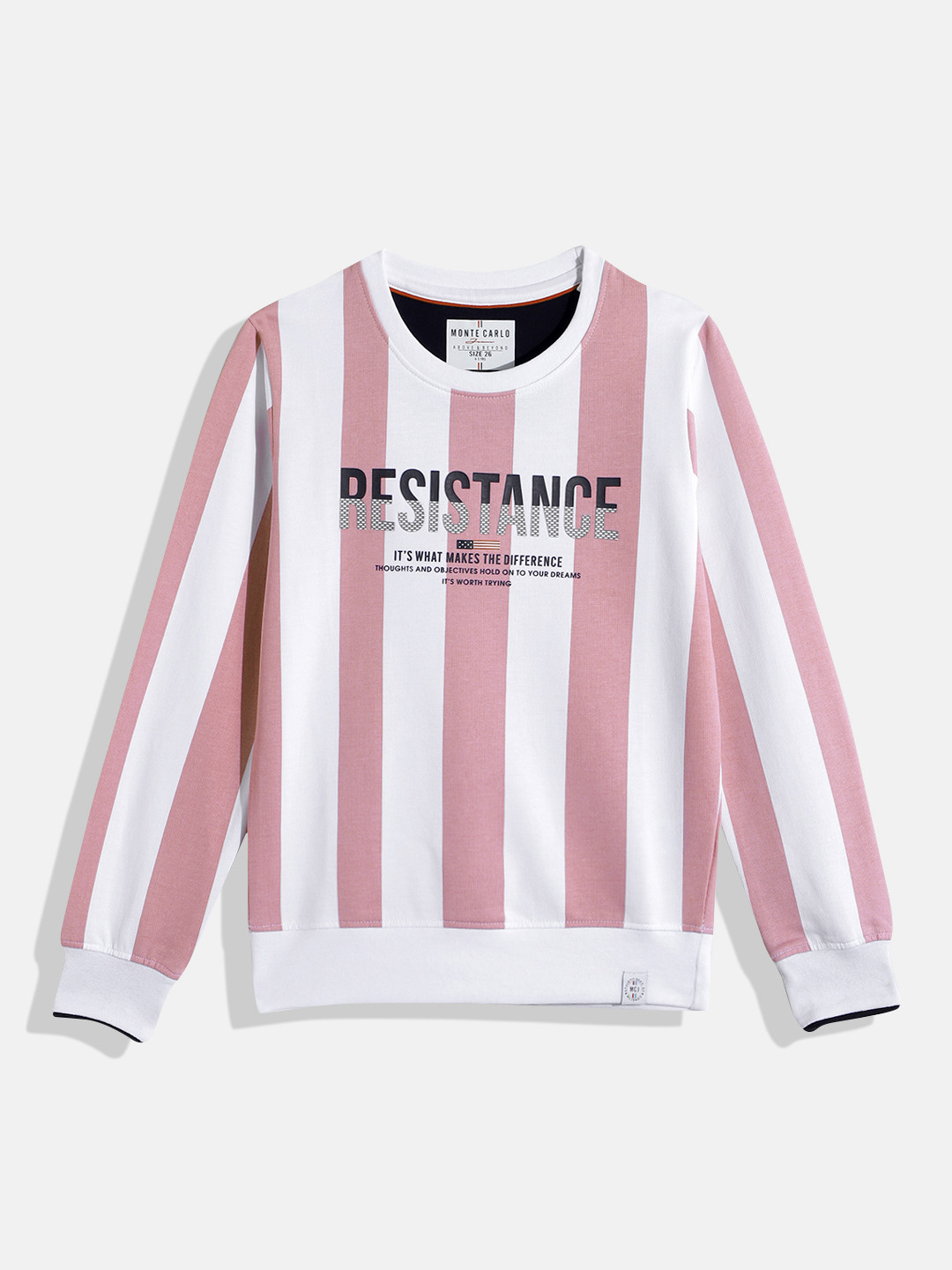 Monte Carlo Boys Striped & Printed Detail Pure Cotton Sweatshirt