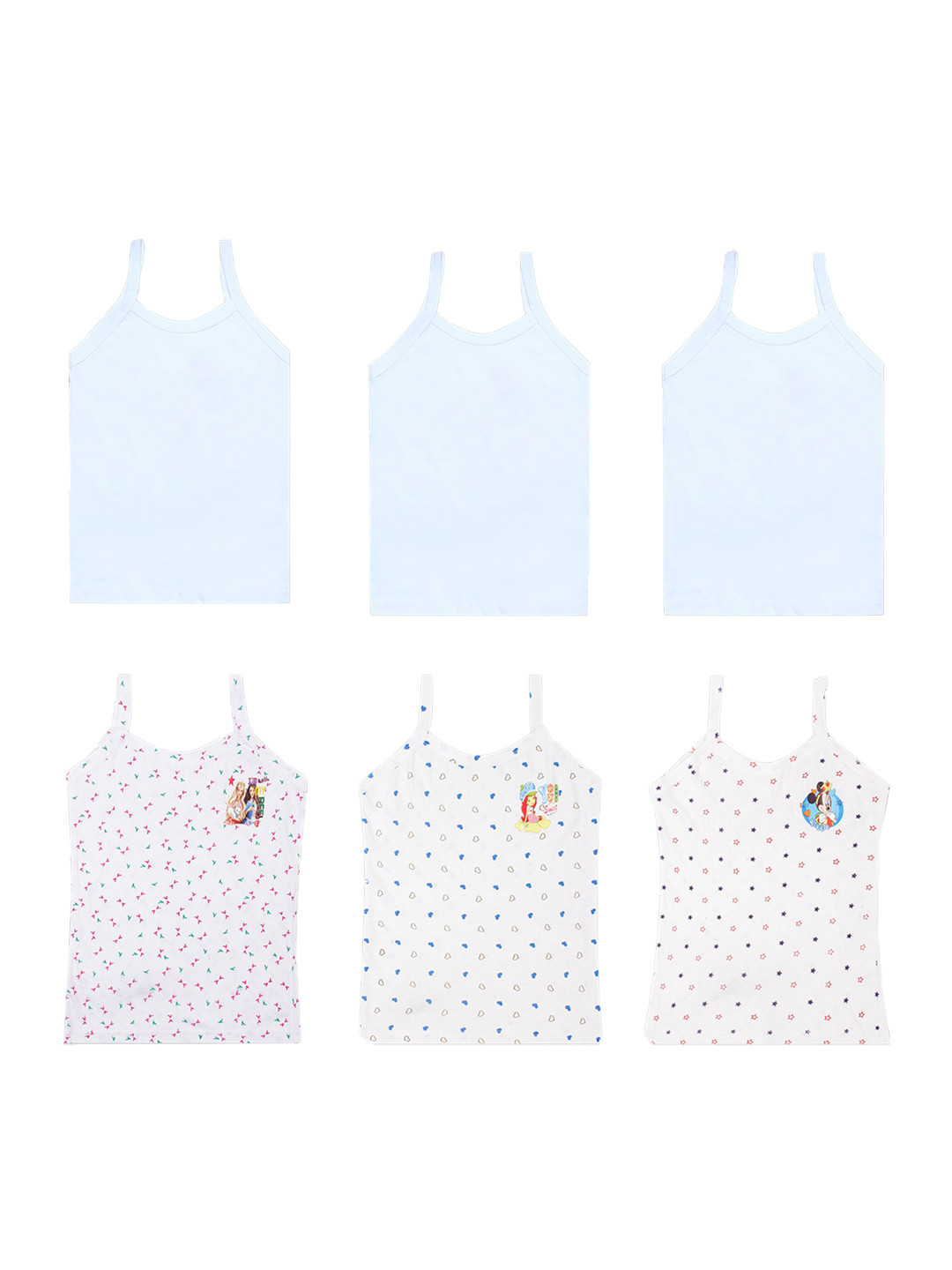 CARELOVE  Infant Girls Pack Of 6 Printed Non Padded Cotton Camisoles