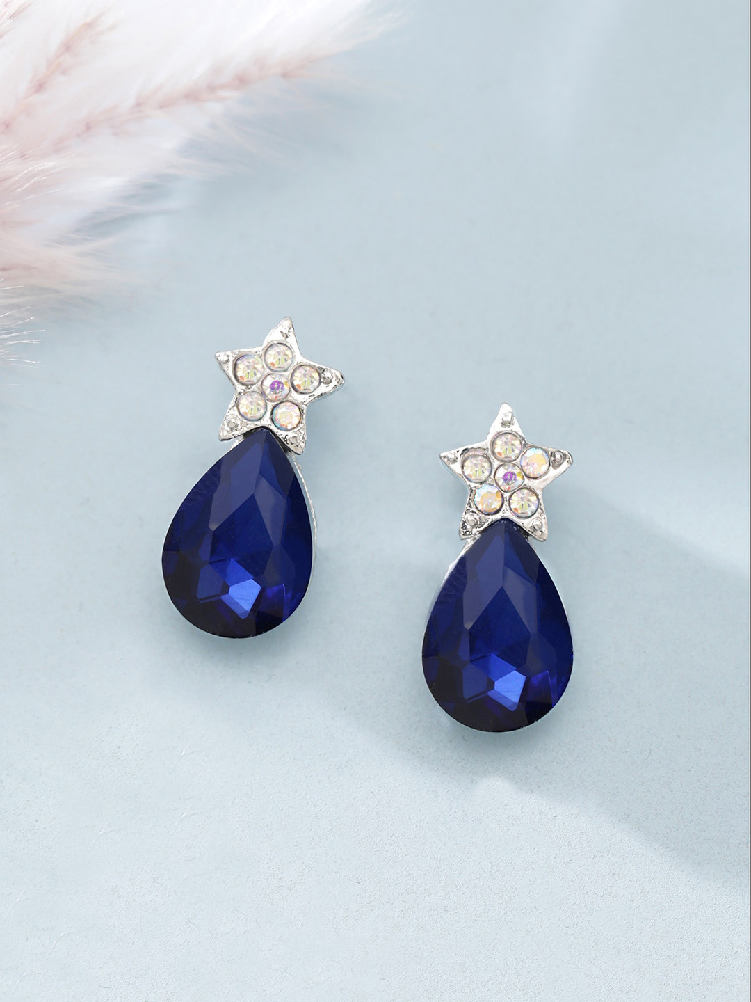 TOKYO TALKIES X rubans FASHION ACCESSORIES Rhodium-Plated Zircon Studded Drop Earrings