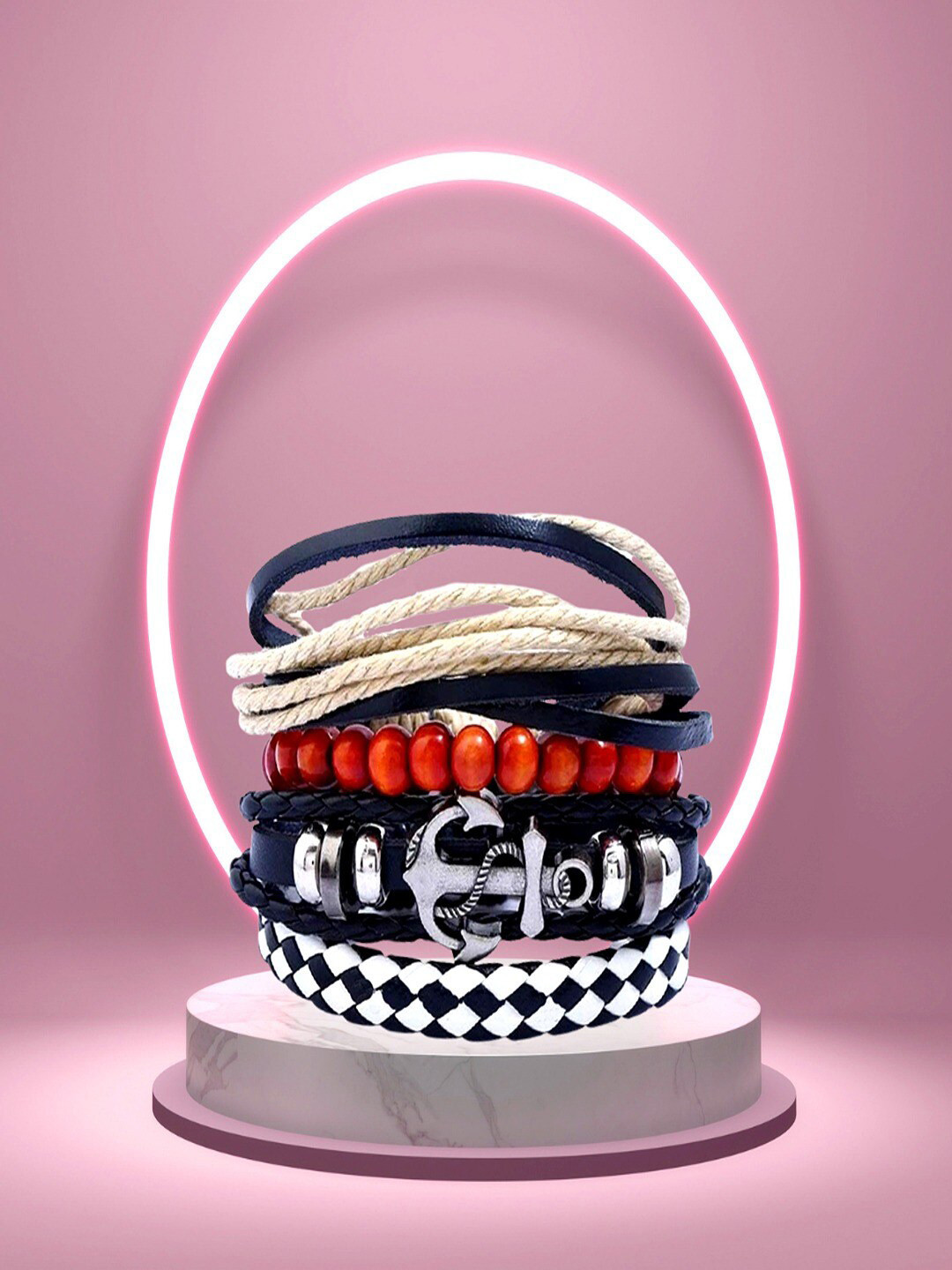 UNIVERSITY TRENDZ Men Silver-Plated Anchor Wraparound Bracelet