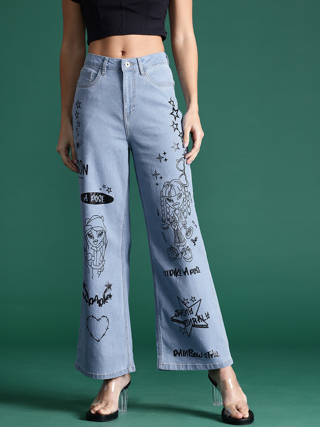 DressBerry Women Straight Fit Printed Jeans