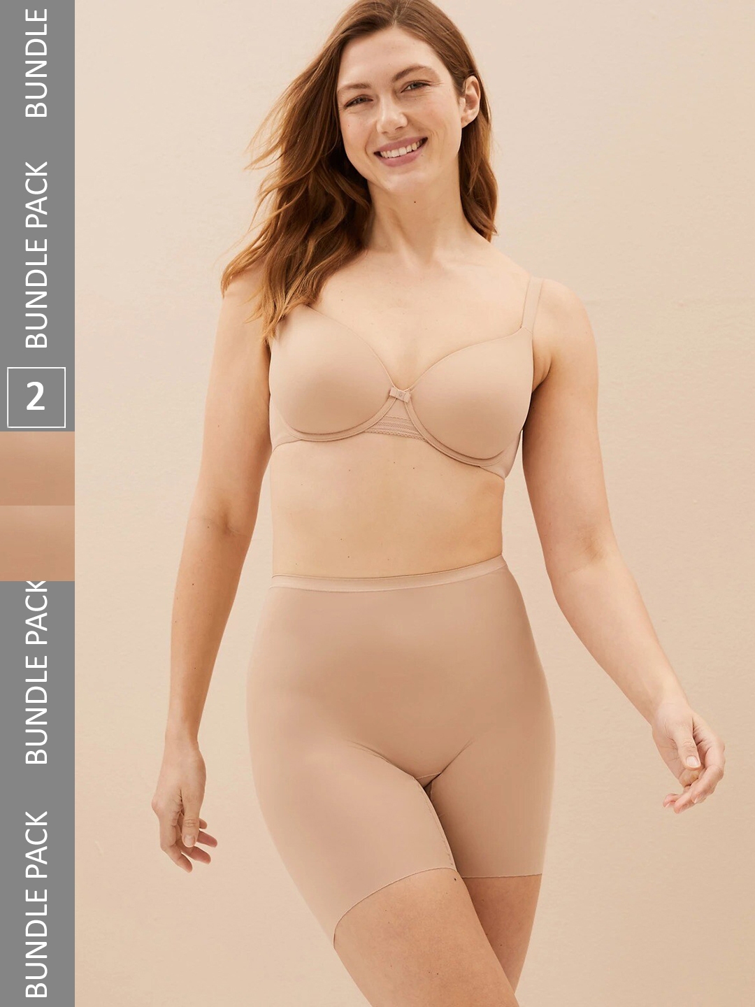 Secrets By ZeroKaata Women Solid High-waist Seamless Tummy Tucker Shapewear  - Nude (L)
