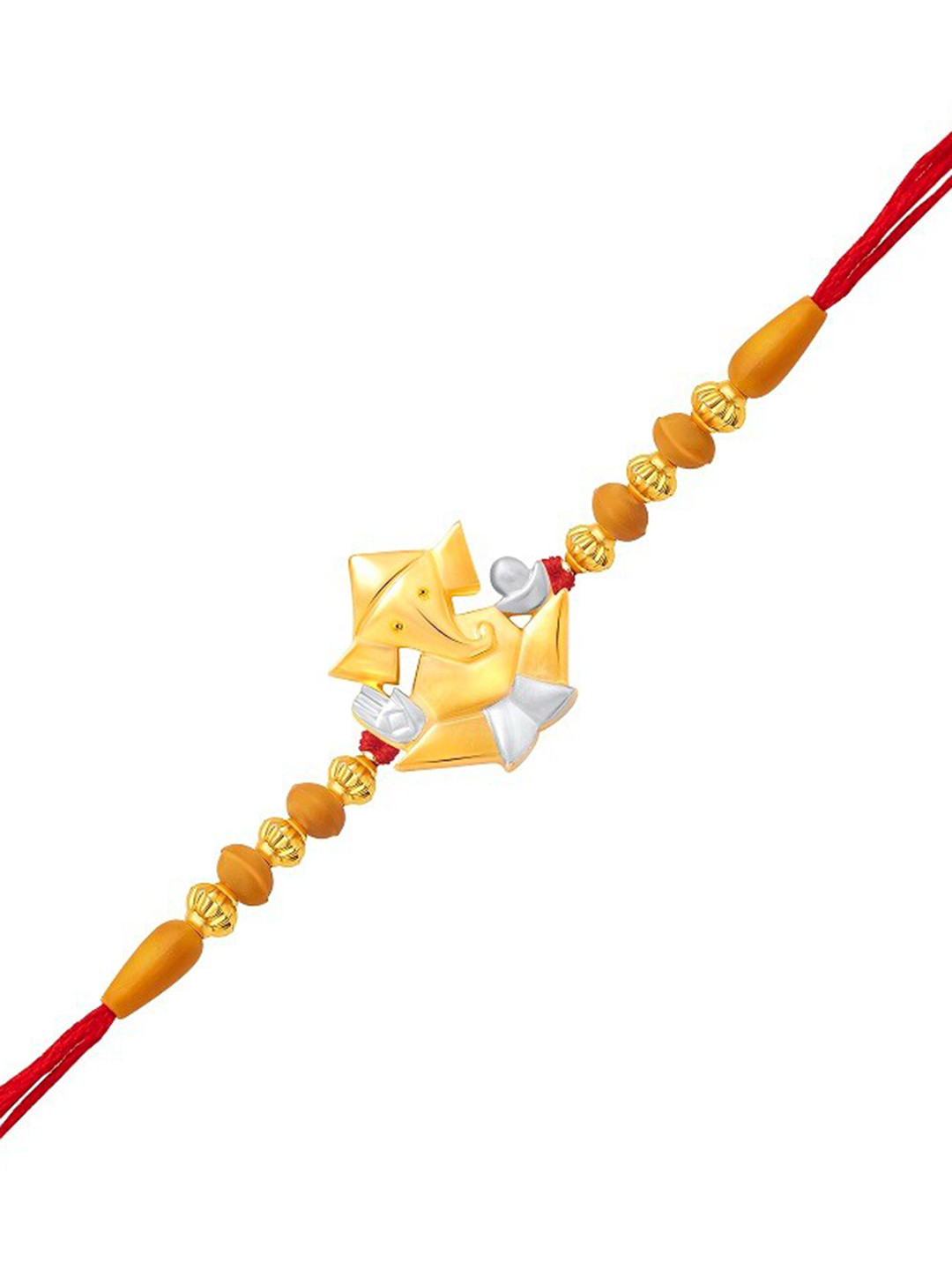Vighnaharta Men Gold & Rhodium-Plated Beaded Shri Vighnaraja Charm Rakhi