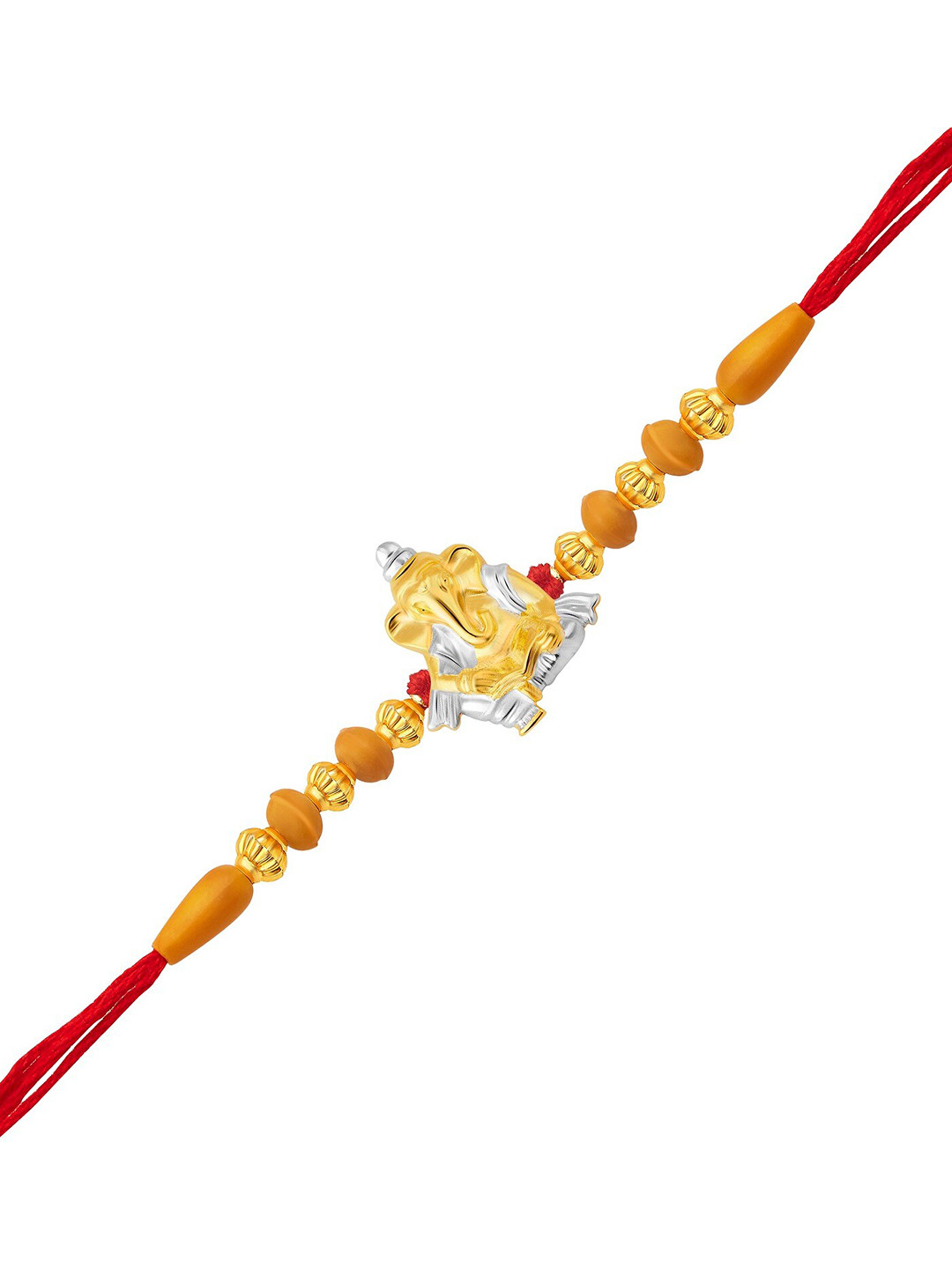 Vighnaharta Men Gold and Rhodium Plated Buddhinath Charm Detail Rakhi