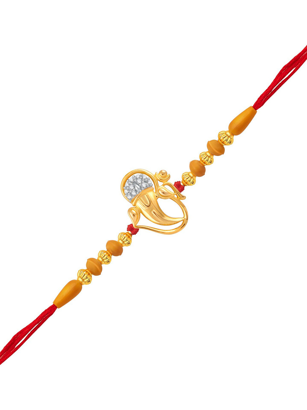 Vighnaharta Gold & Rhodium-Plated CZ-studded With Omkara Ganesh Charm Rakhi
