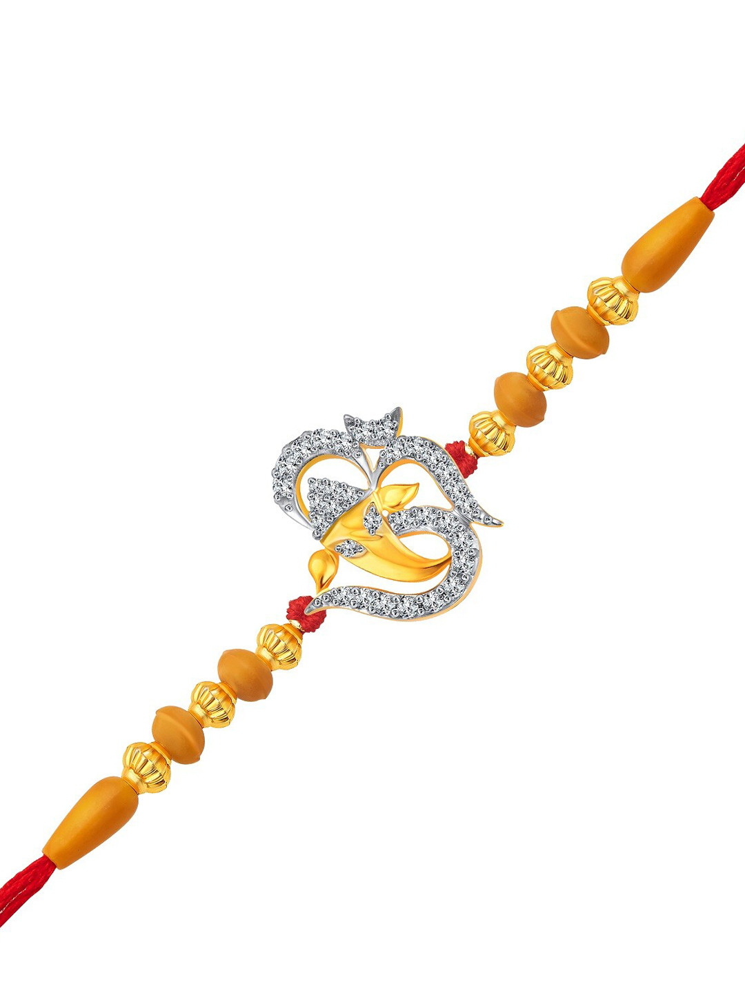 Vighnaharta Men Gold and Rhodium-Plated CZ-Studded Omkareshwar Charm Rakhi