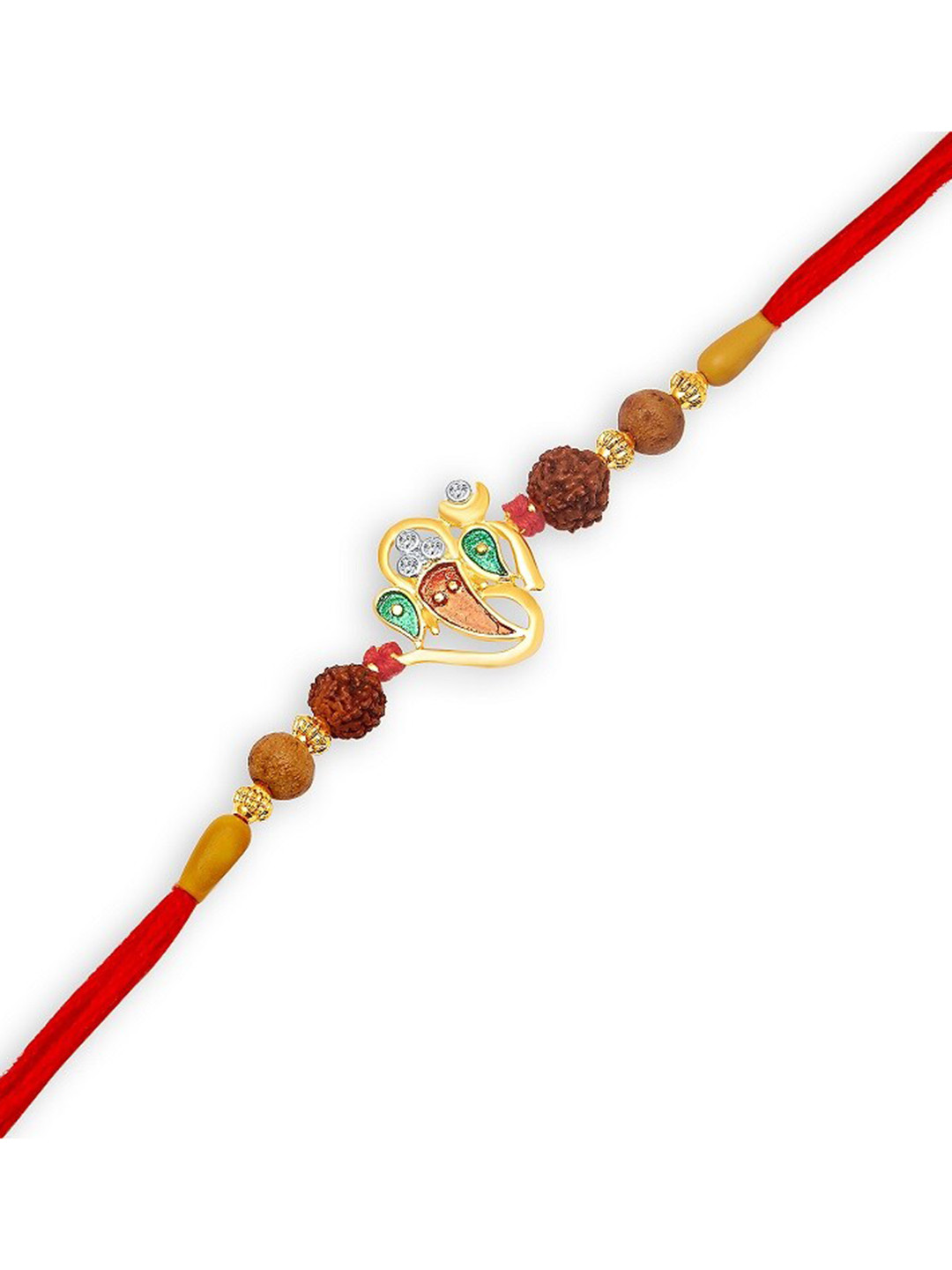 Vighnaharta Men Gold & Rhodium Plated CZ Studded Omkara Charm Rakhi
