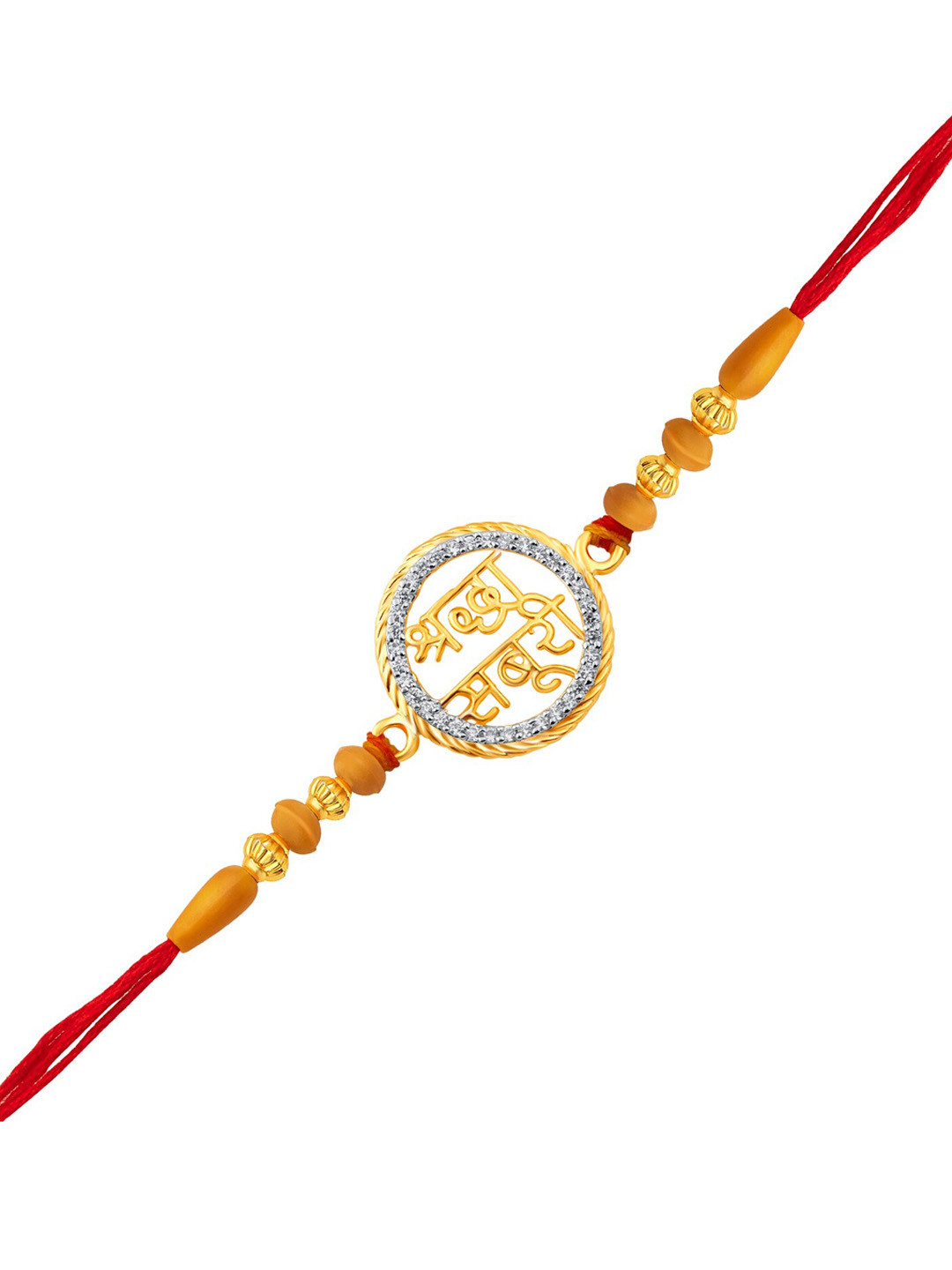 Vighnaharta Gold & Rhodium-Plated CZ-Studded & Shraddha Saburi Charm Rakhi