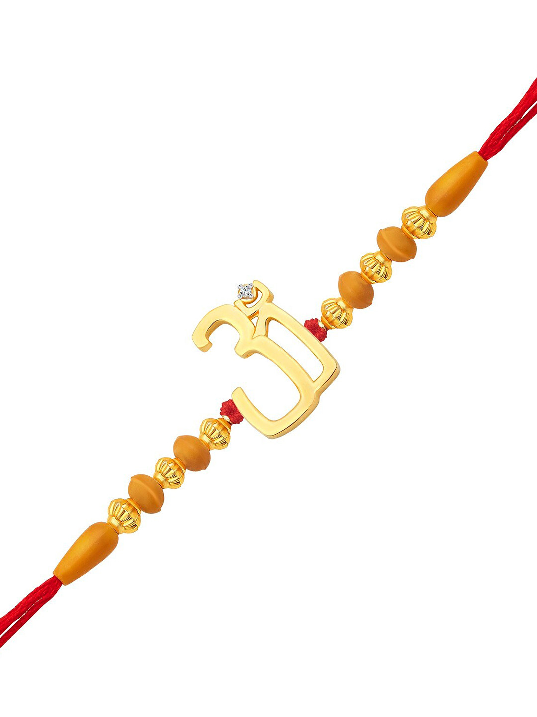 Vighnaharta Men Gold & Rhodium Plated CZ Studded 3D Om Charm Rakhi