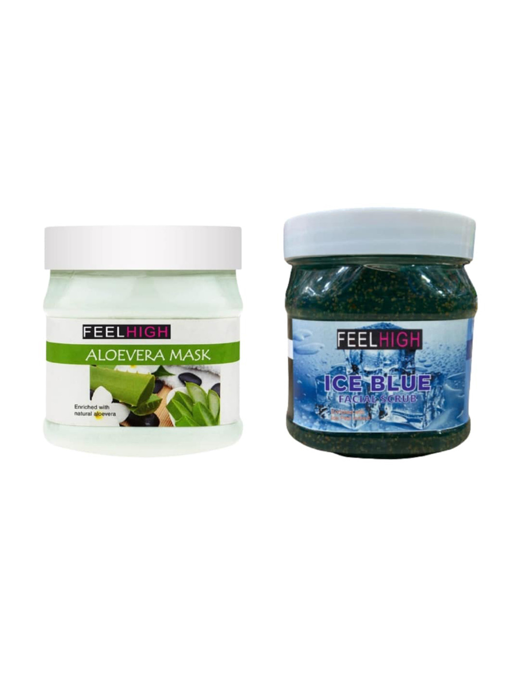 FEELHIGH Set of Aloe Vera Face Mask & Ice Blue Facial Scrub - 500 ml Each