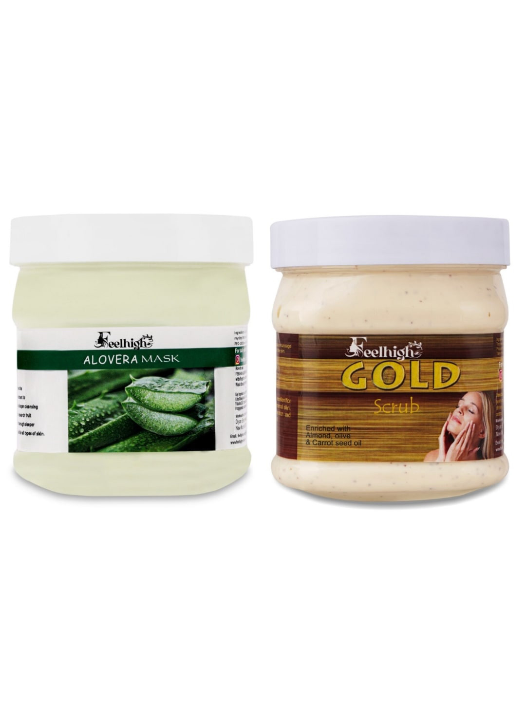 FEELHIGH Set of Aloevera Mask & Gold Face-Body Scrub - 500 ml each