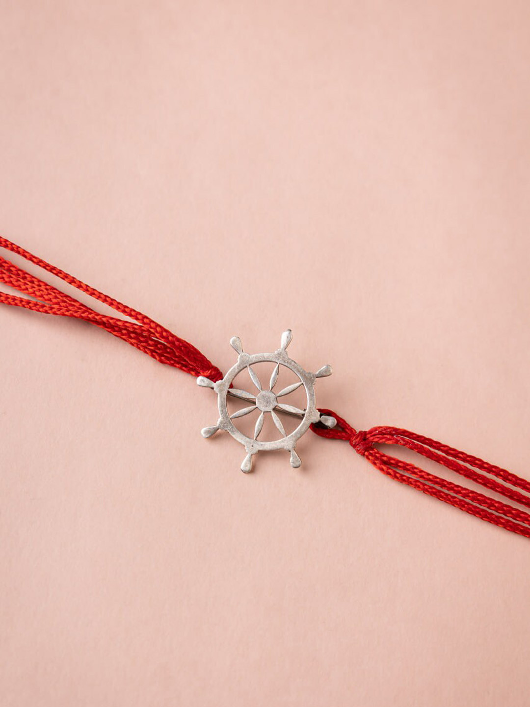 Shyle 925 Sterling Silver Ship Handle Brooch Rakhi With Roli & Chawal