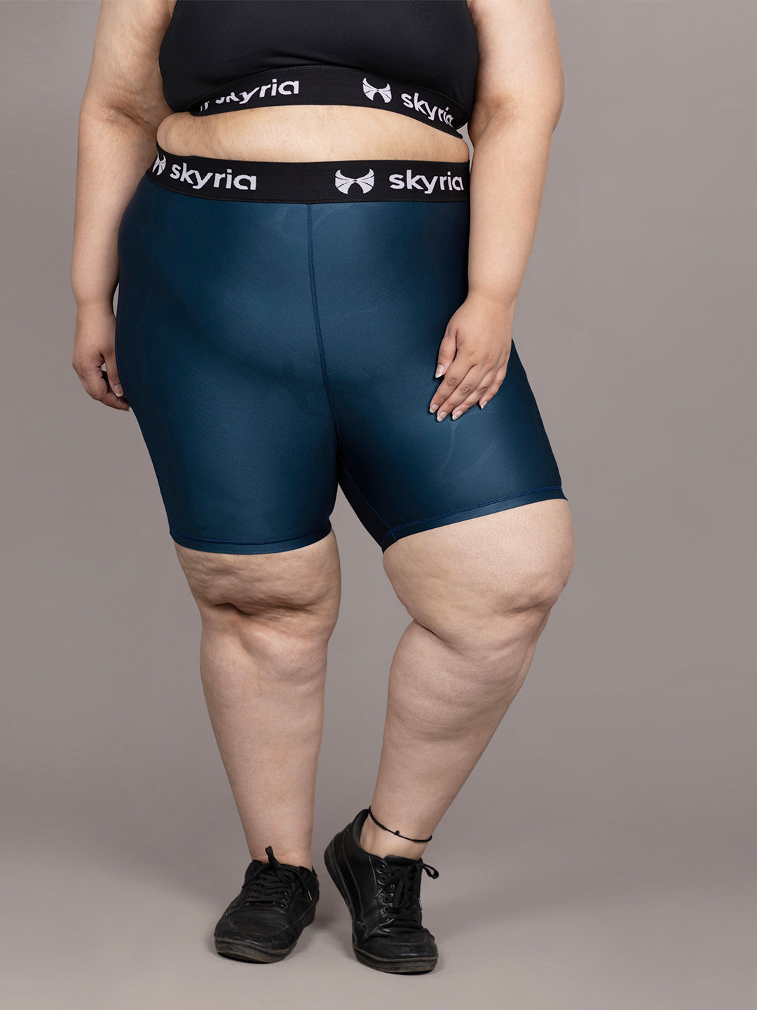 skyria Plus Size Women High Rise Gym Shorts