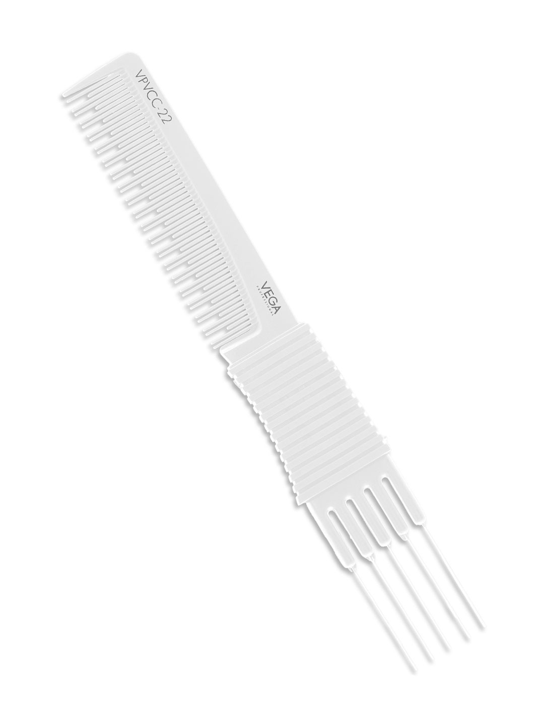 VEGA PROFESSIONAL VPMCC-22 Carbon Anti-Static Fork Comb - White Line