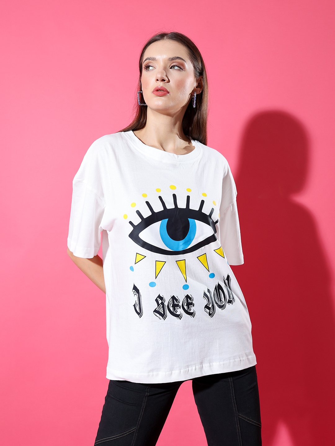 Stylecast X Hersheinbox Pure Cotton Graphic Printed Drop-Shoulder Sleeves T-shirt (M) by Myntra