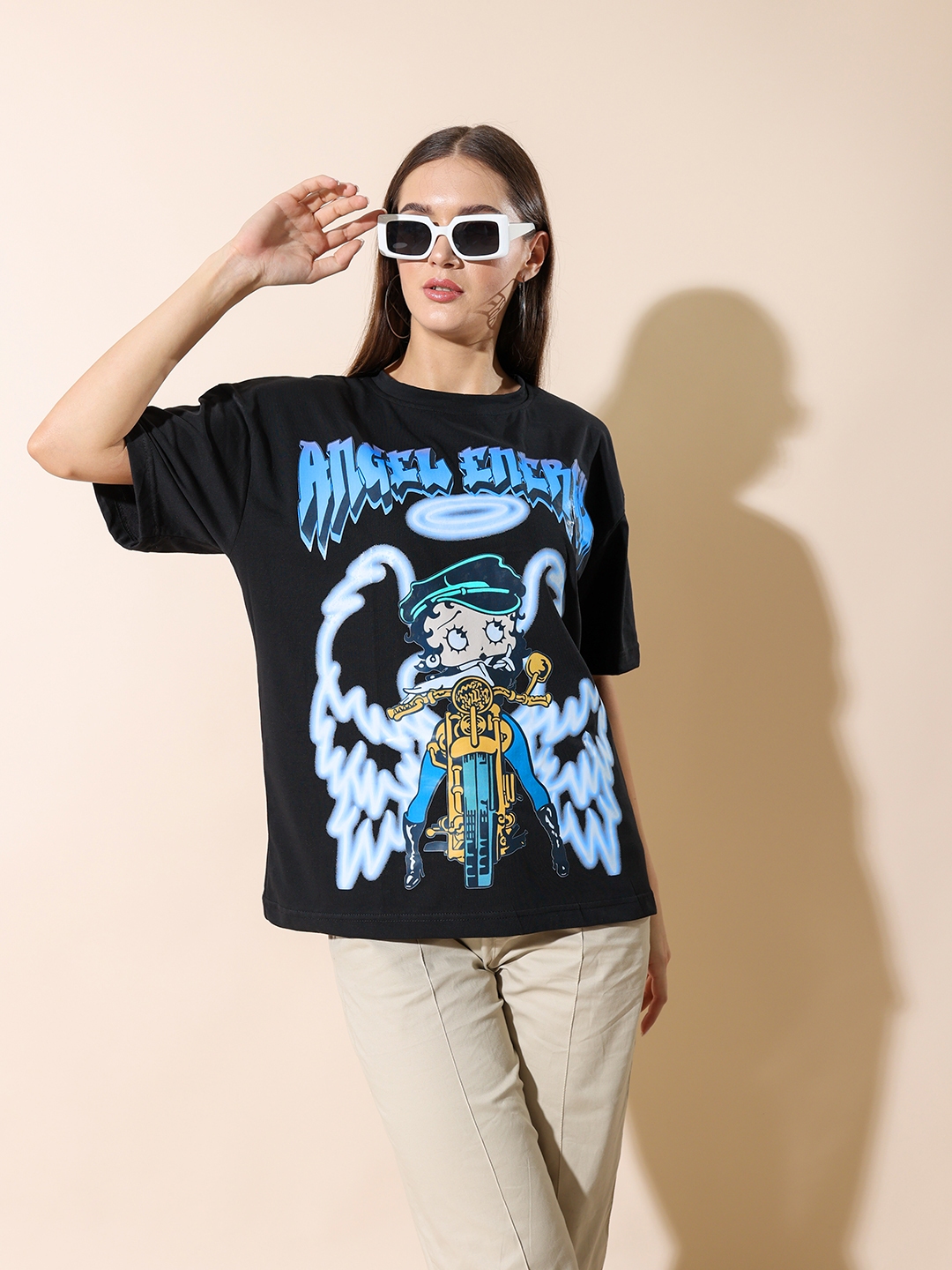 Stylecast X Hersheinbox Pure Cotton Graphic Printed Drop-Shoulder Sleeves T-shirt (M) by Myntra