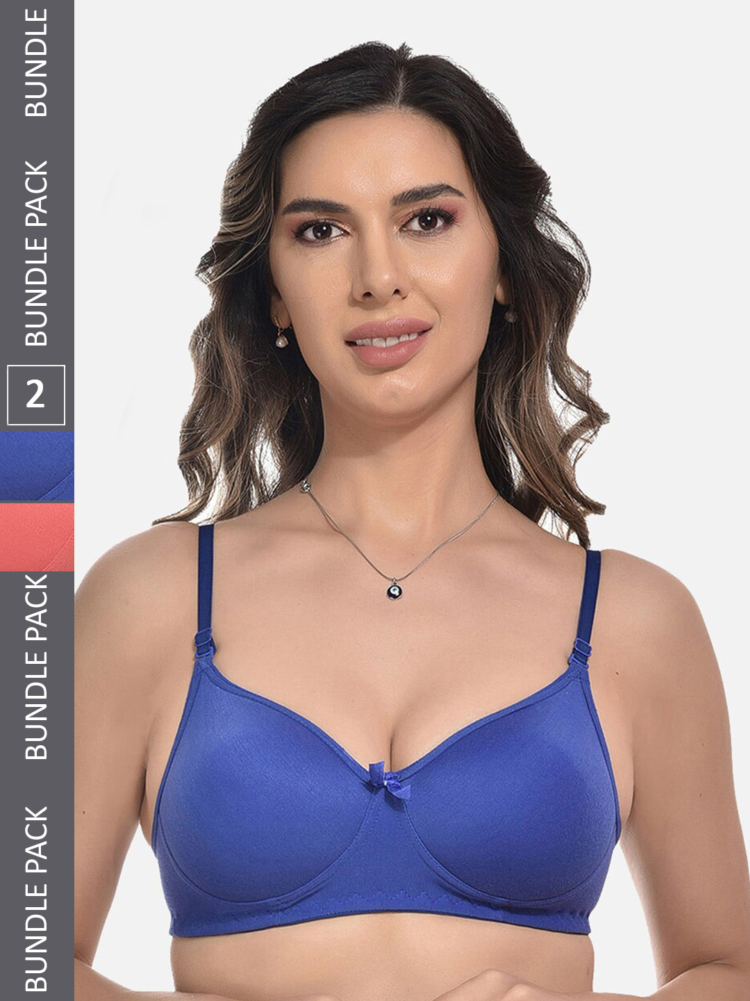 StyFun Pack of 2 Full Coverage All Day Comfort Cotton Bra ls_ankita_pad_bra_blueorange_b