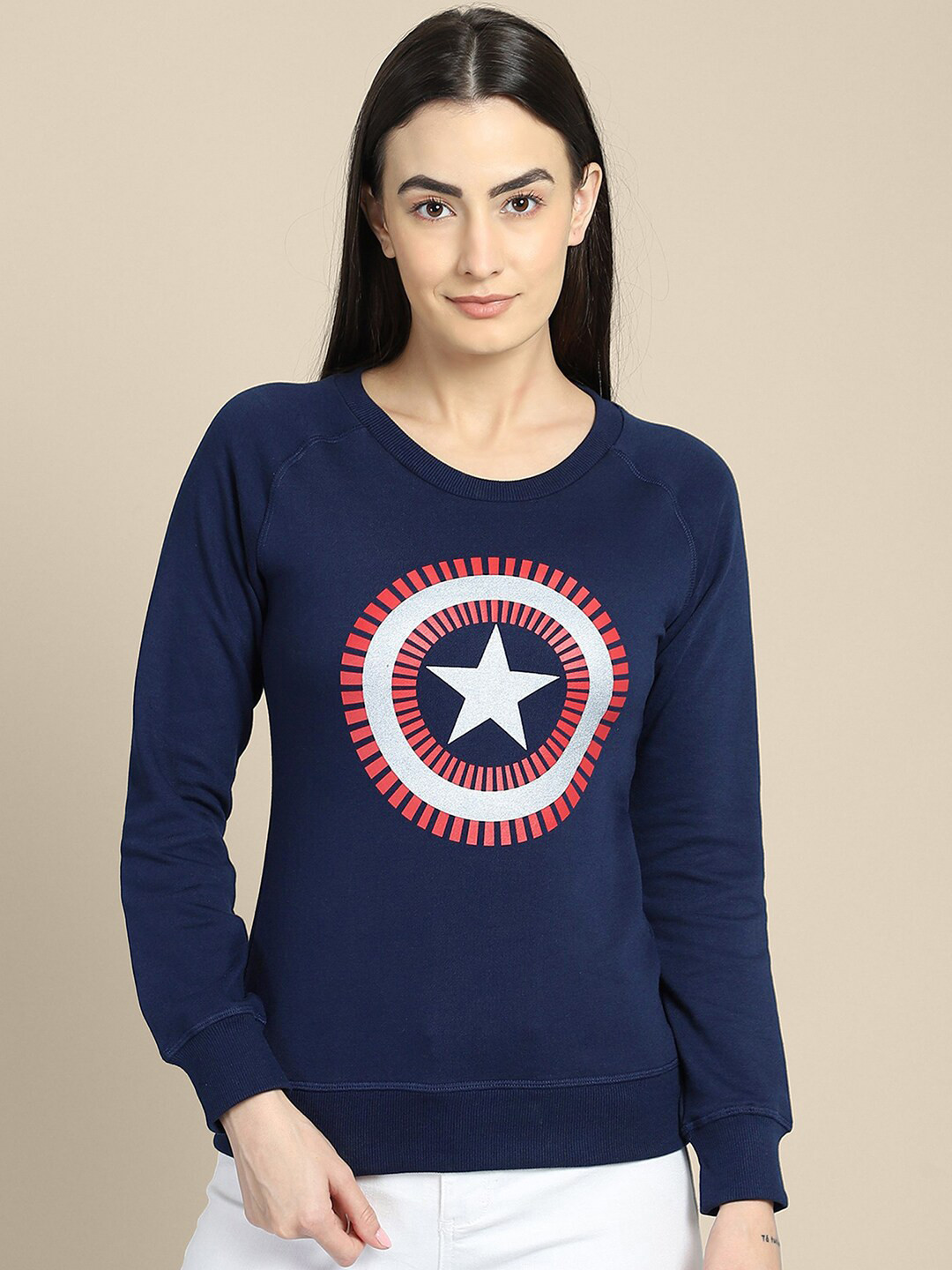 Free Authority Captain America Printed Cotton Sweatshirt