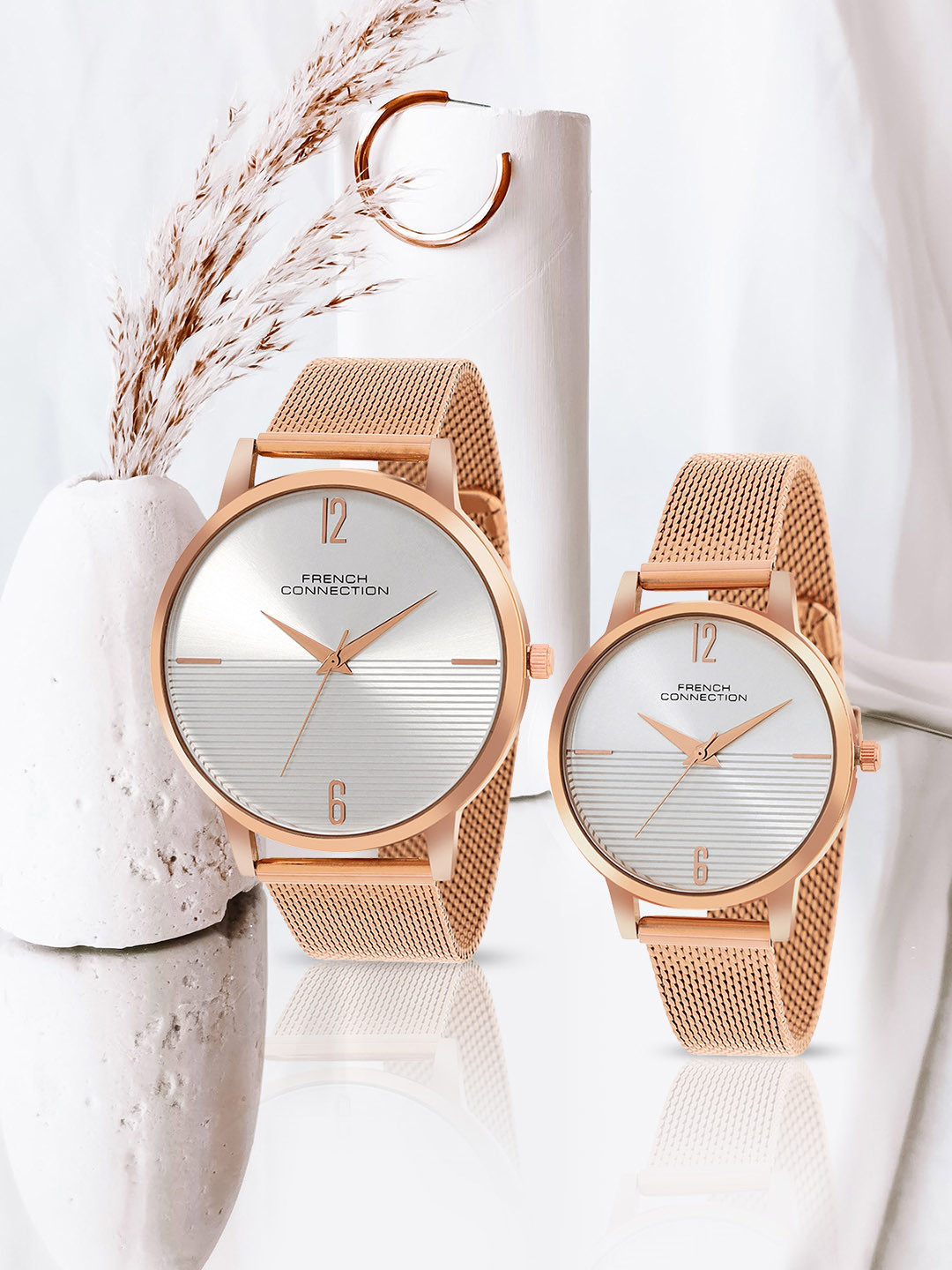 His And Her Stainless Steel Straps Analogue WatchesWatch FCN00061B