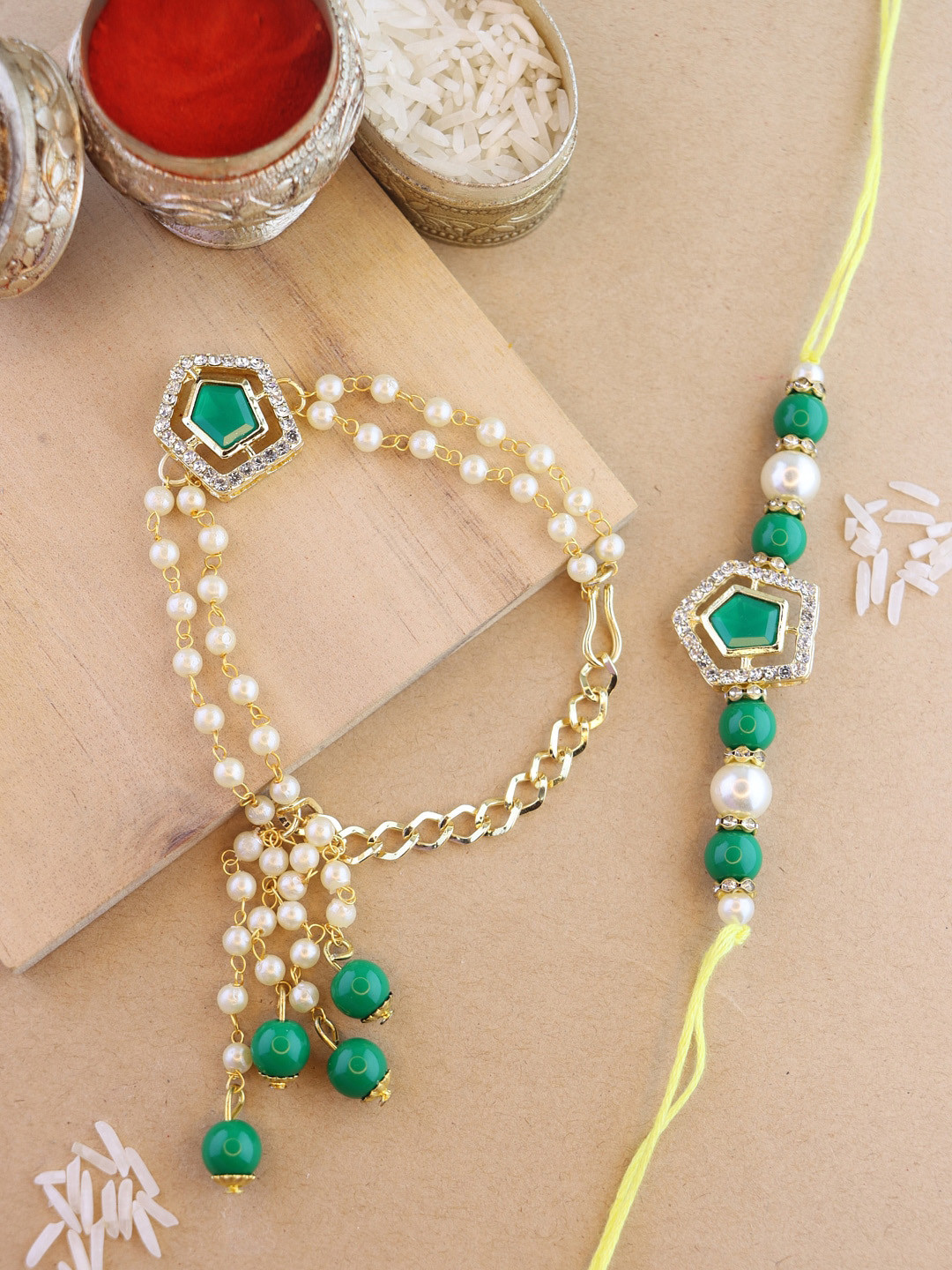 I Jewels Bhaiya Bhabhi Rakhi Set with Roli Chawal & Card