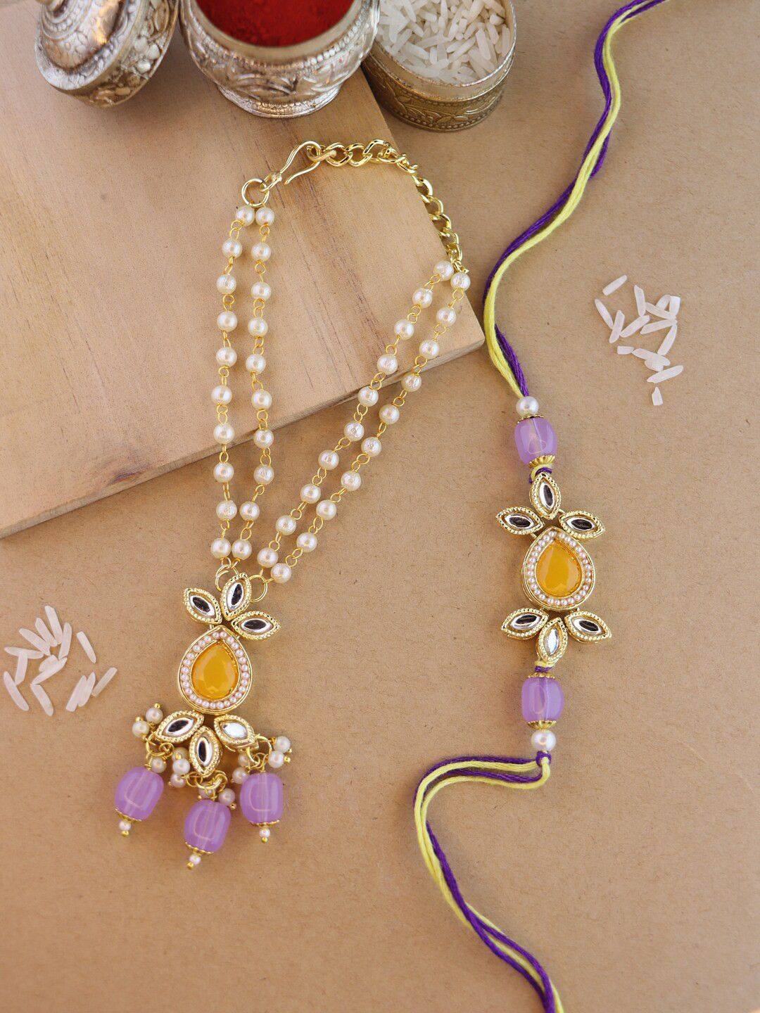 I Jewels Bhaiya Bhabhi Rakhi Set with Roli Chawal & Card