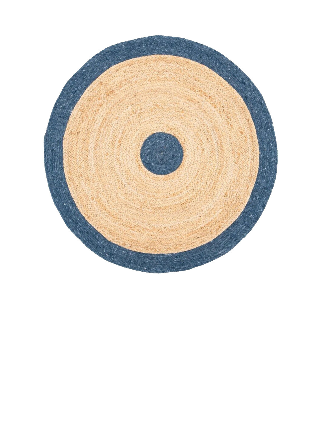 Art Avenue MOIST Blue & Cream-Colored Braided Round Jute Carpet