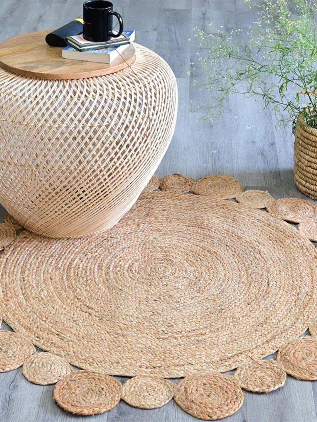 Art Avenue Denver Brown Braided Round Jute Carpet
