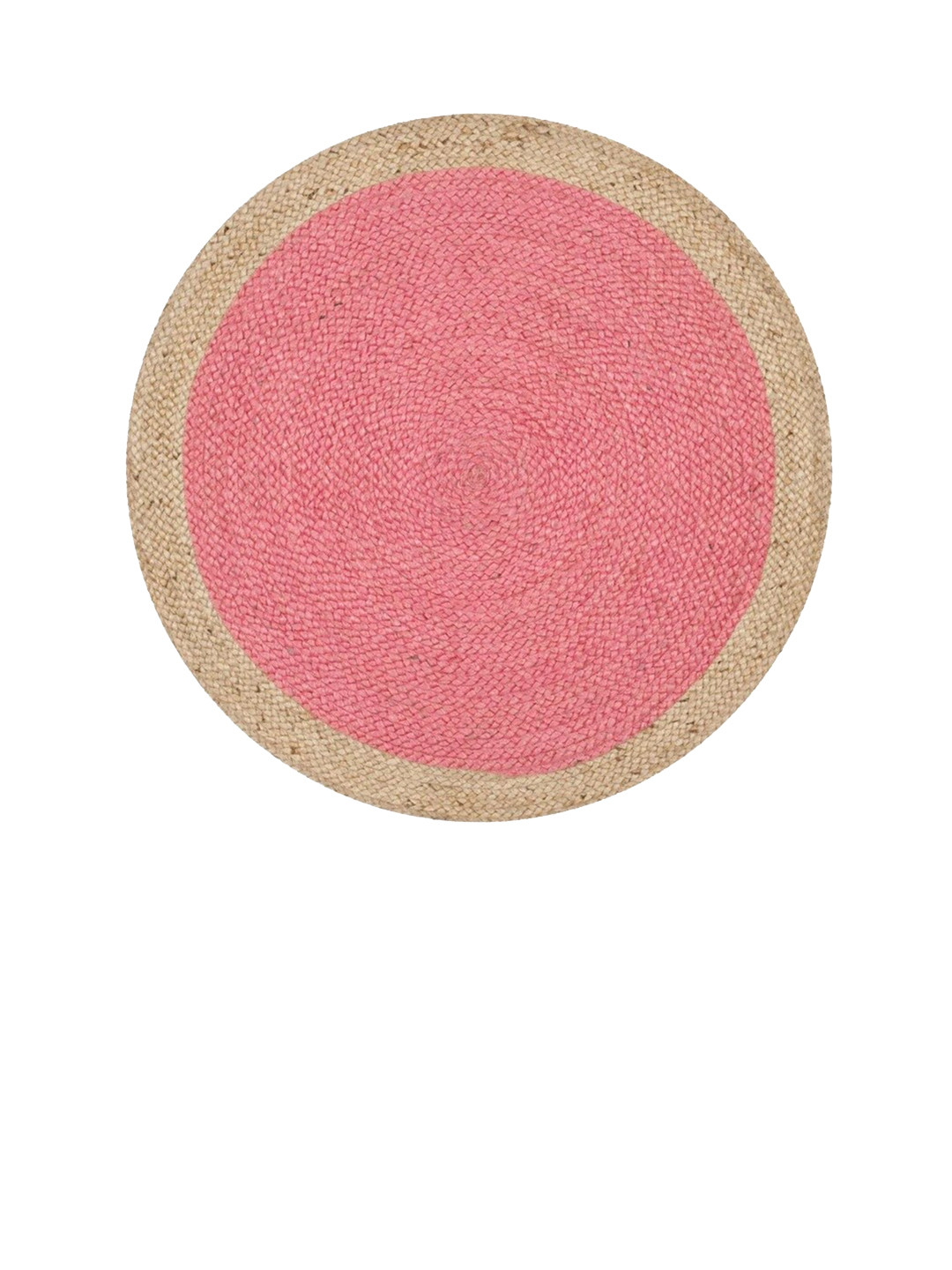 Art Avenue Crotia Pink & Beige Braided Round Shaped Jute Carpet