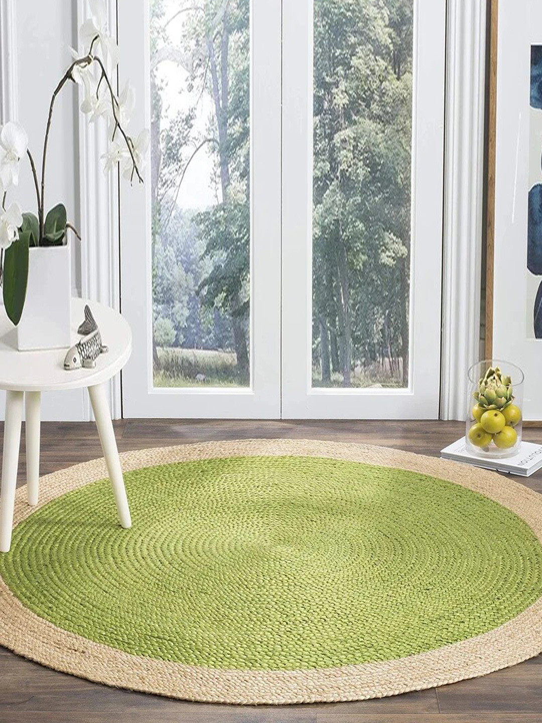 Art Avenue ORCHID Green & Brown Braided Round Jute Carpet