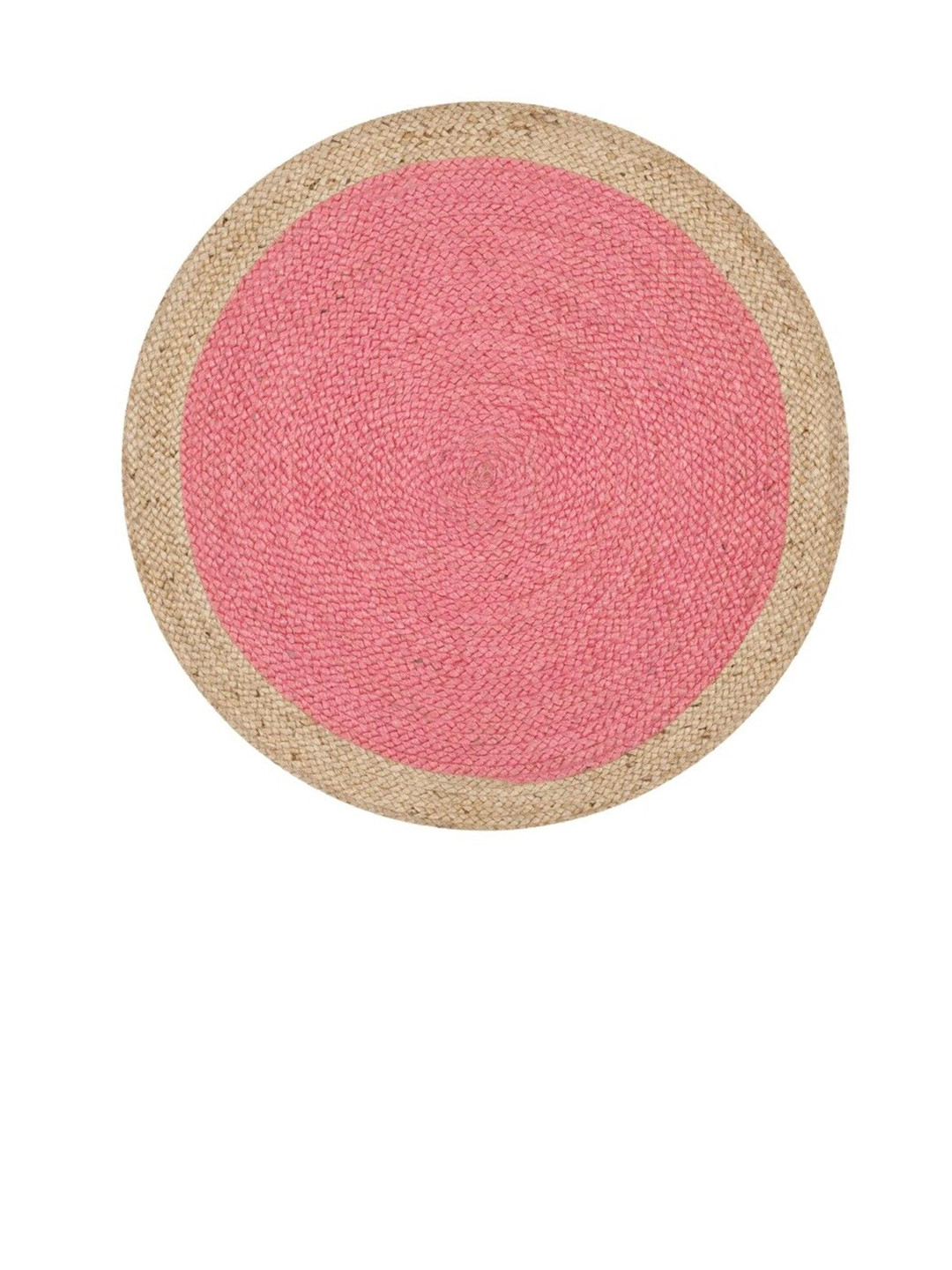 Art Avenue Crotia Pink & Beige Colourblocked Round Jute Carpets