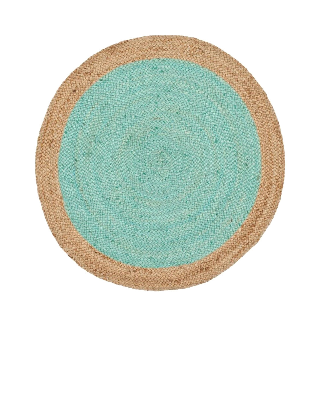 Art Avenue Arizona Blue & Beige Colourblocked Round Jute Carpets