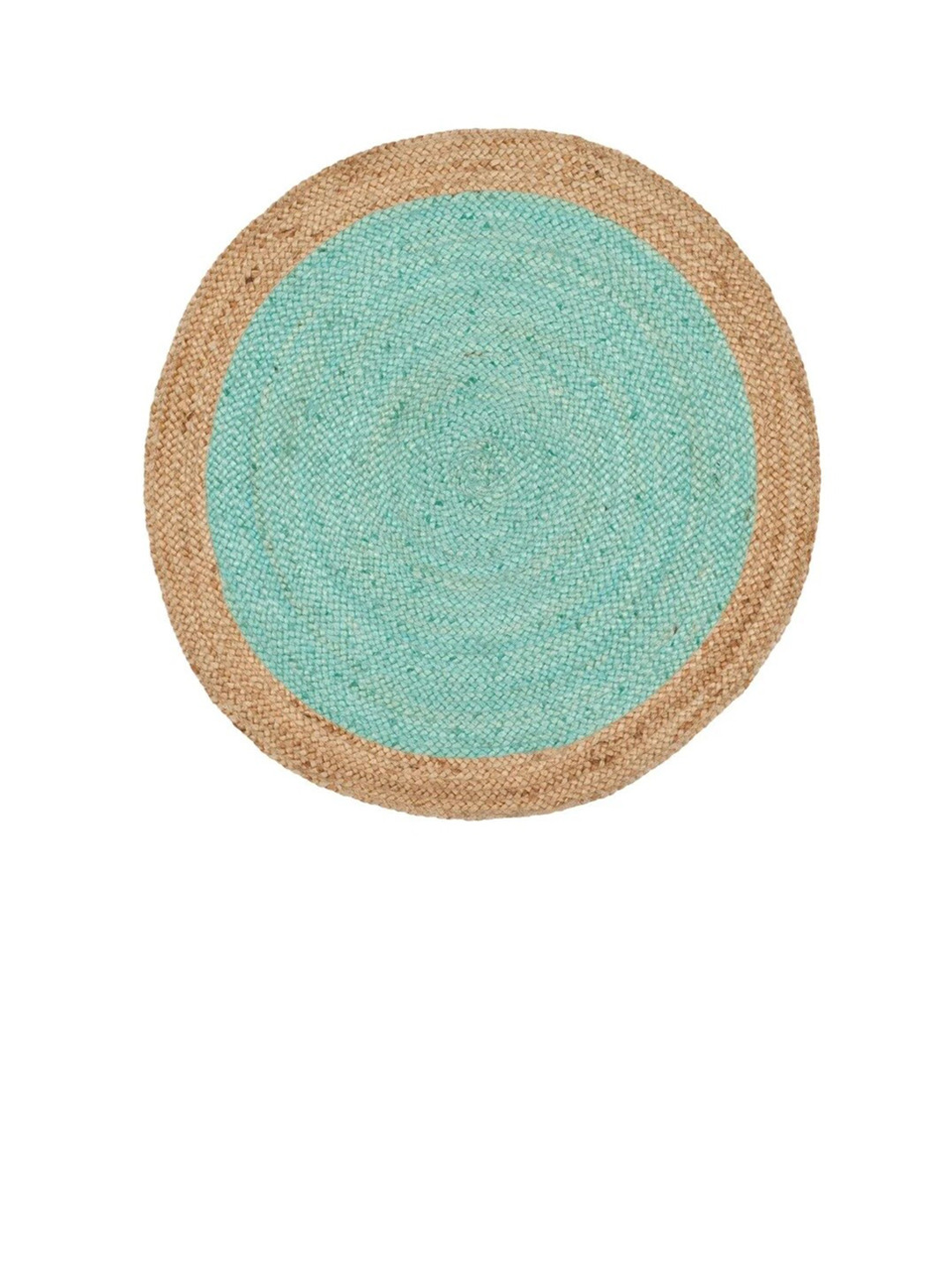 Art Avenue Arizona Blue & Beige Colourblocked Round Jute Carpets