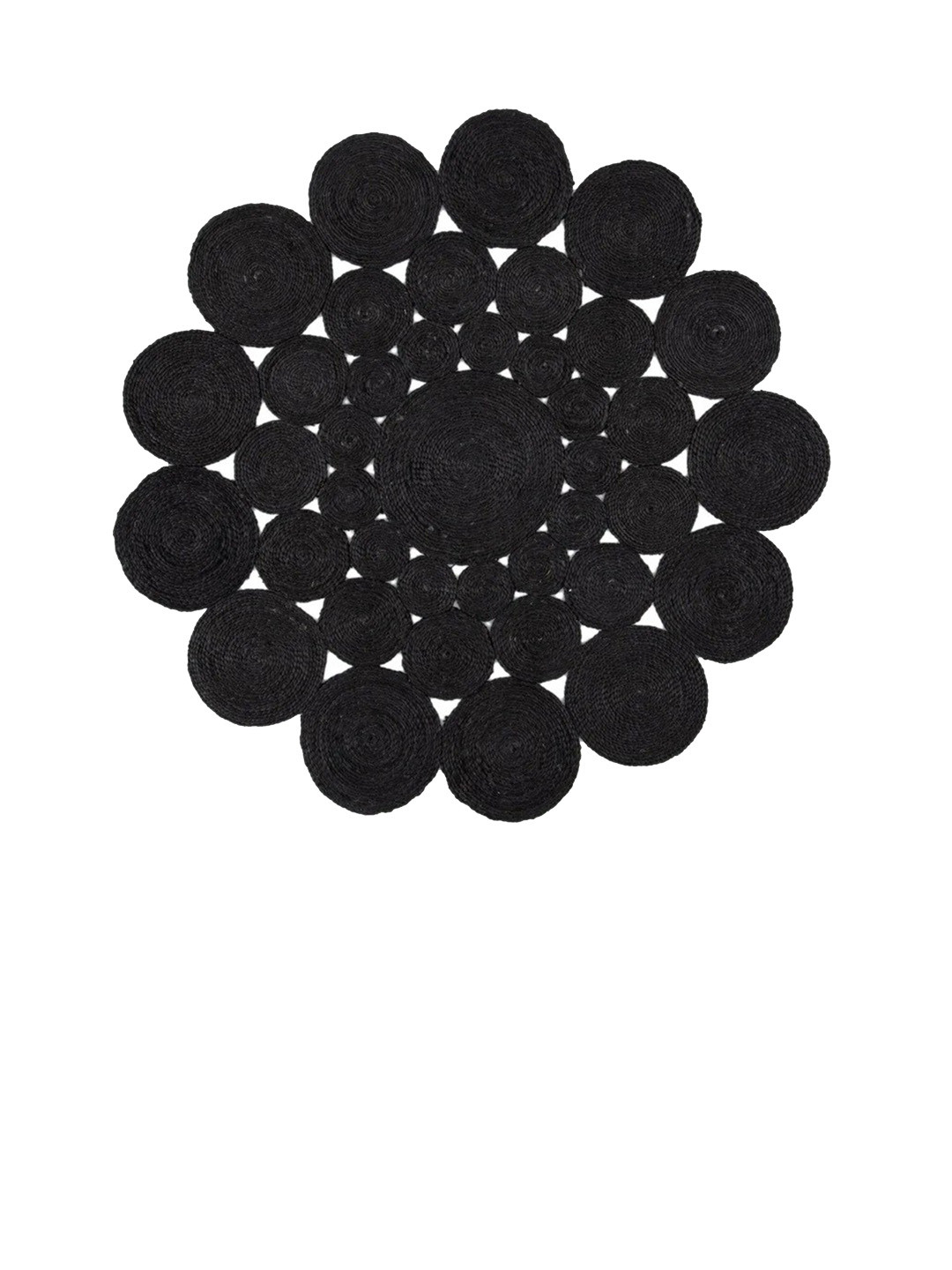 Art Avenue Thyme Black Self-Designed Jute Round Carpet