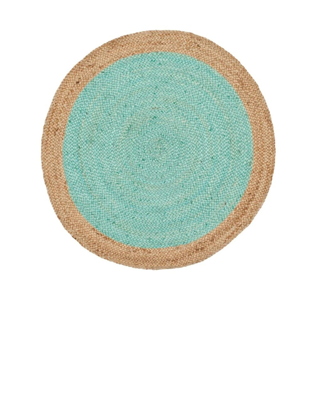 Art Avenue Arizona Turquoise-Blue & Beige Colourblocked Jute Round Carpet