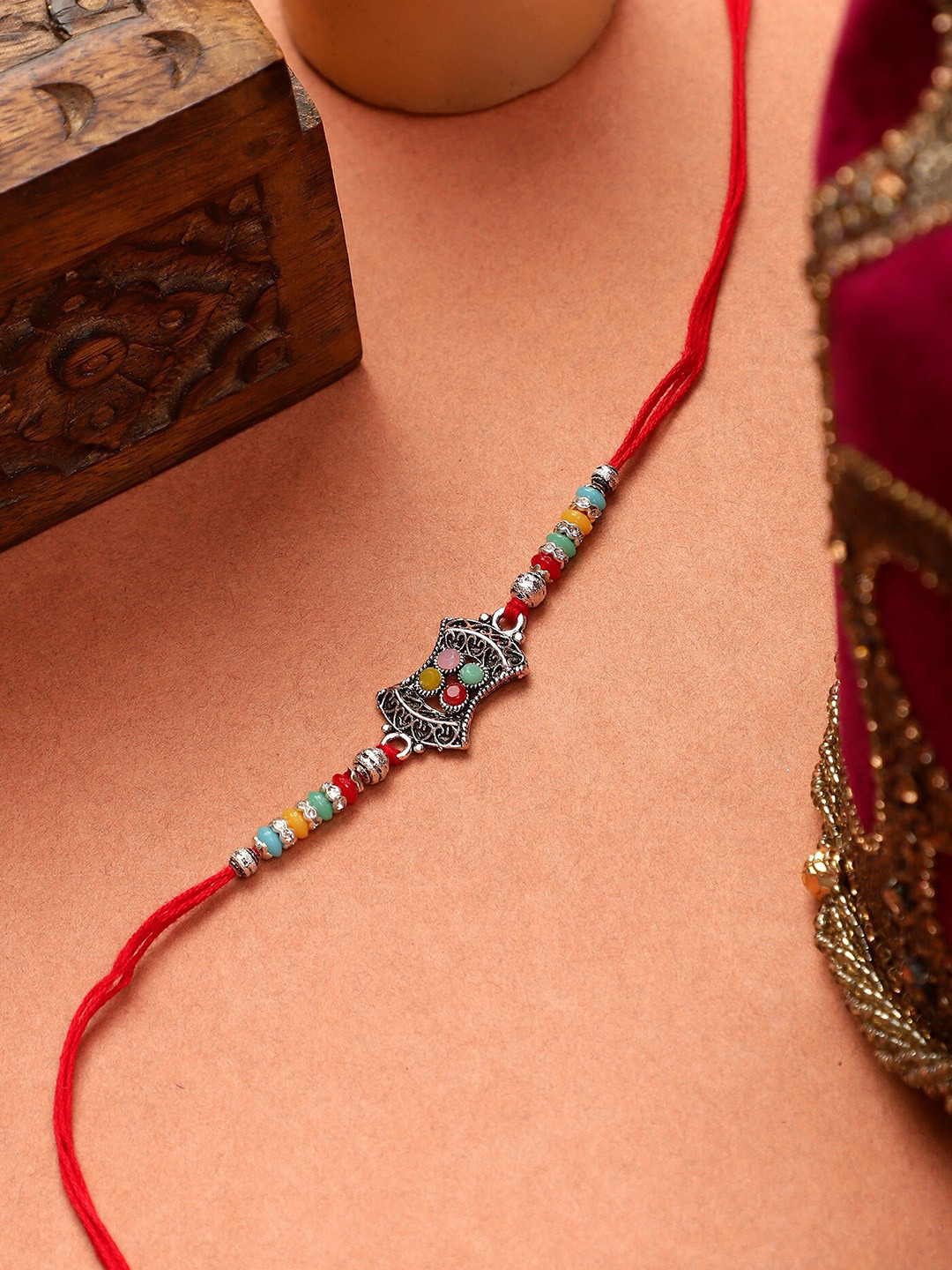 Mali Fionna Men Stone Studded & Beaded Rakhi