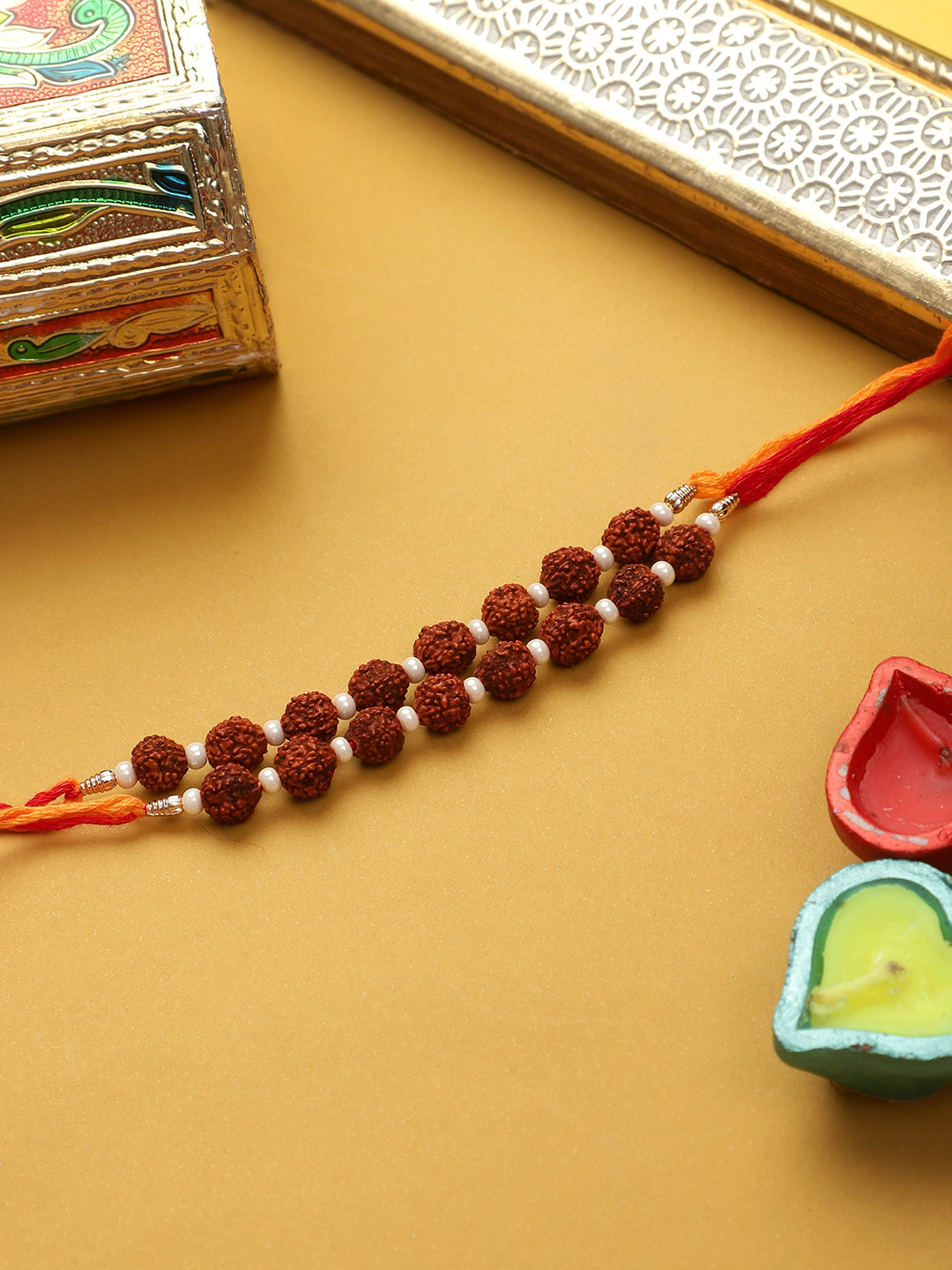 Mali Fionna Set Of 2 Rudhraksha Beaded Rakhi