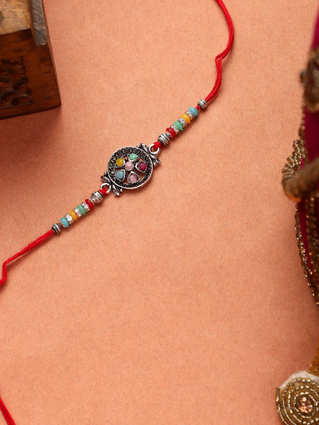 Mali Fionna Tie-Up Stone-Studded & Beaded Rakhi