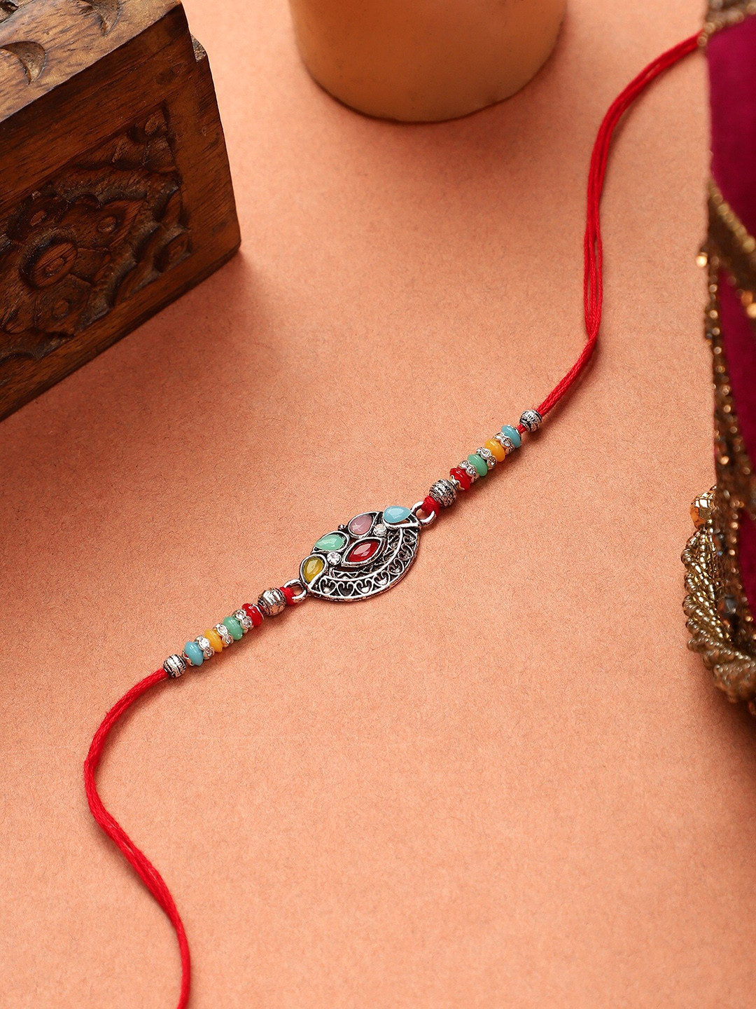 Mali Fionna Tie-Up Stone-Studded & Beaded Rakhi