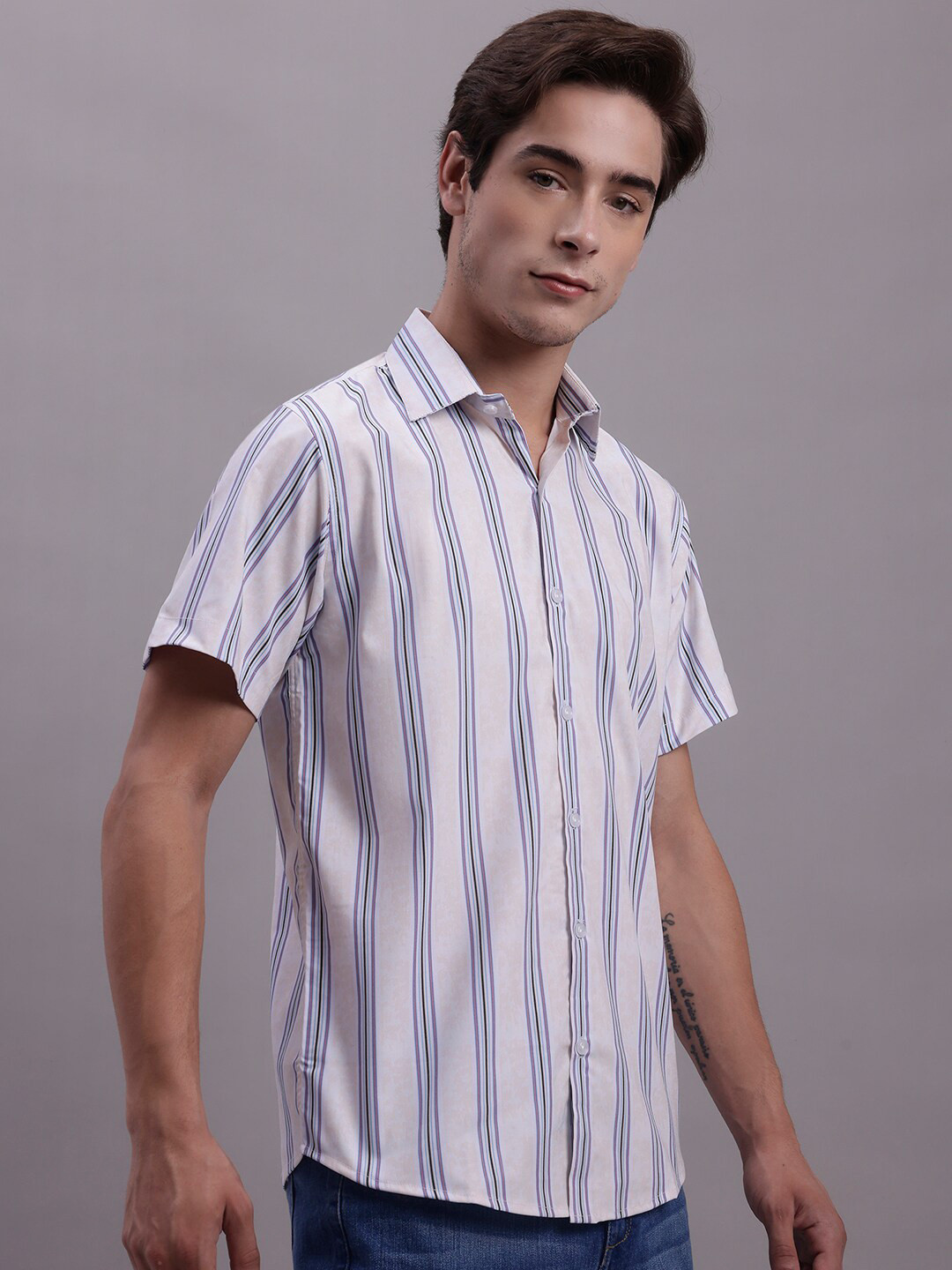 JAINISH Classic Multi Striped Spread Collar Casual Shirt