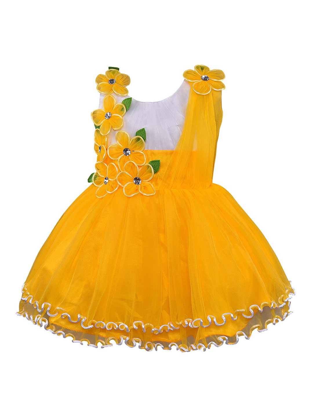 Wish Karo Net Fit & Flare Dress With Floral Corsage