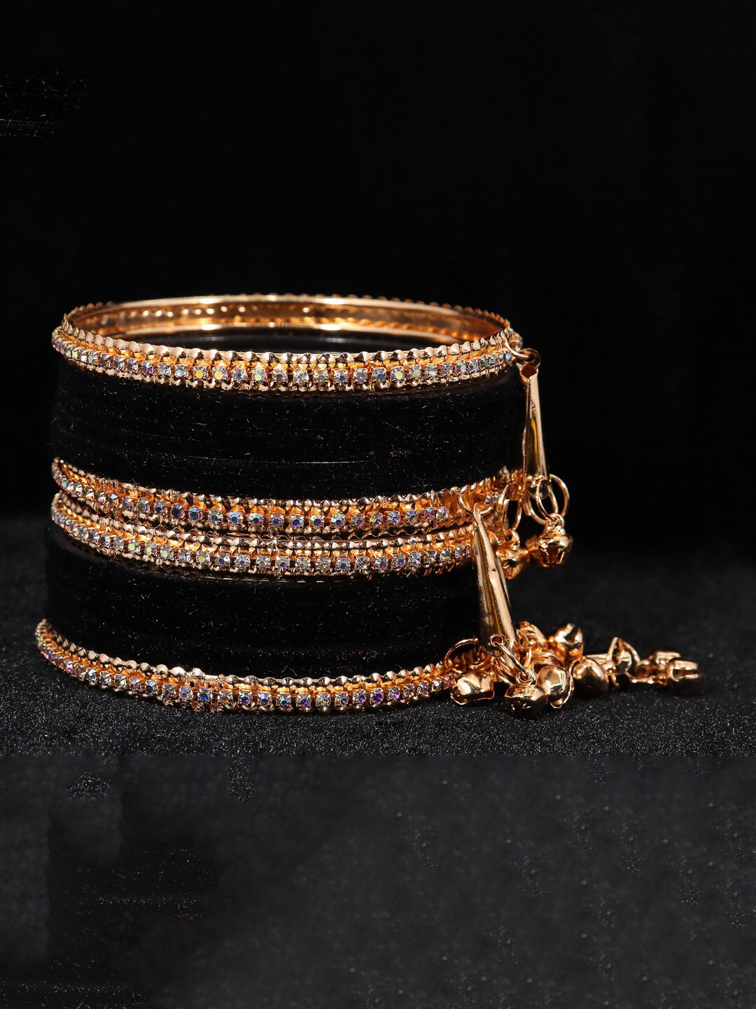 NMII Set Of 16 Rose Gold-Plated Gemstone-Studded Bangles